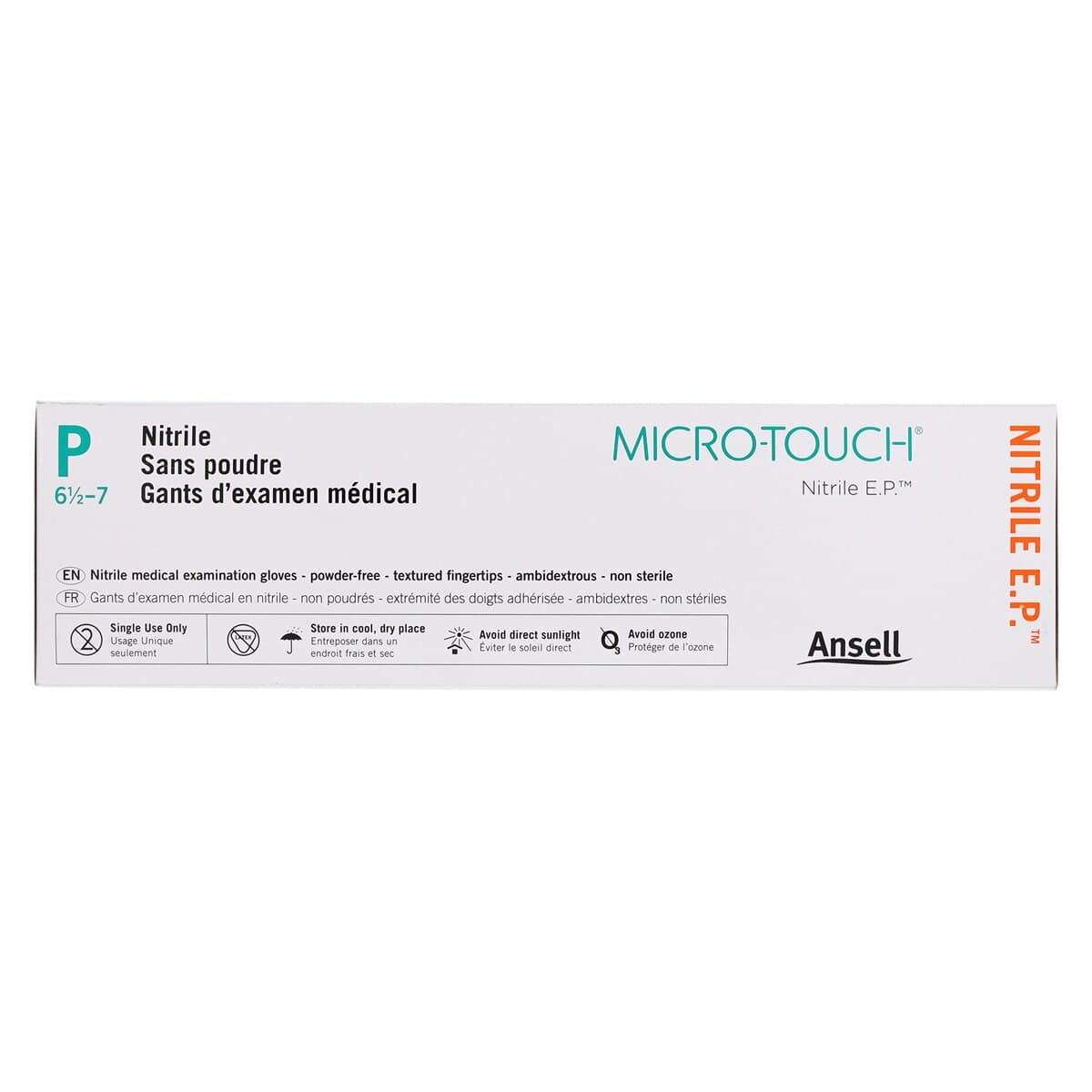 Ansell Micro-Touch E.P. Nitrile Examination Gloves, Powder-Free, Non-Sterile, Fully Textured, Extended Cuff, Small, Blue, 100/Box, 6034051 thumbnail 6