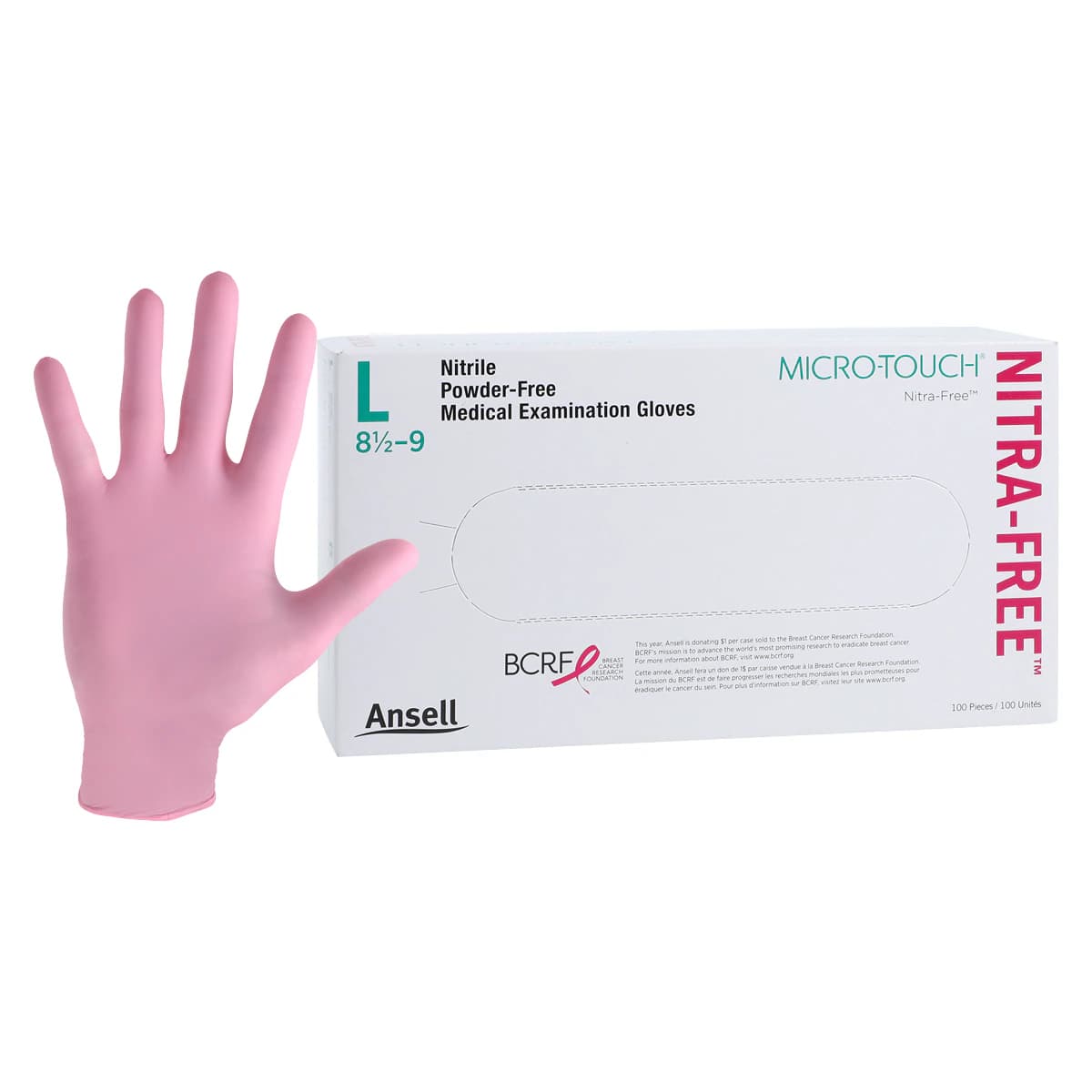 Micro-Touch NitraFree Pink Nitrile Exam Gloves, Powder-Free, Latex-Free, Large, 100/Box, 6034513 thumbnail 2
