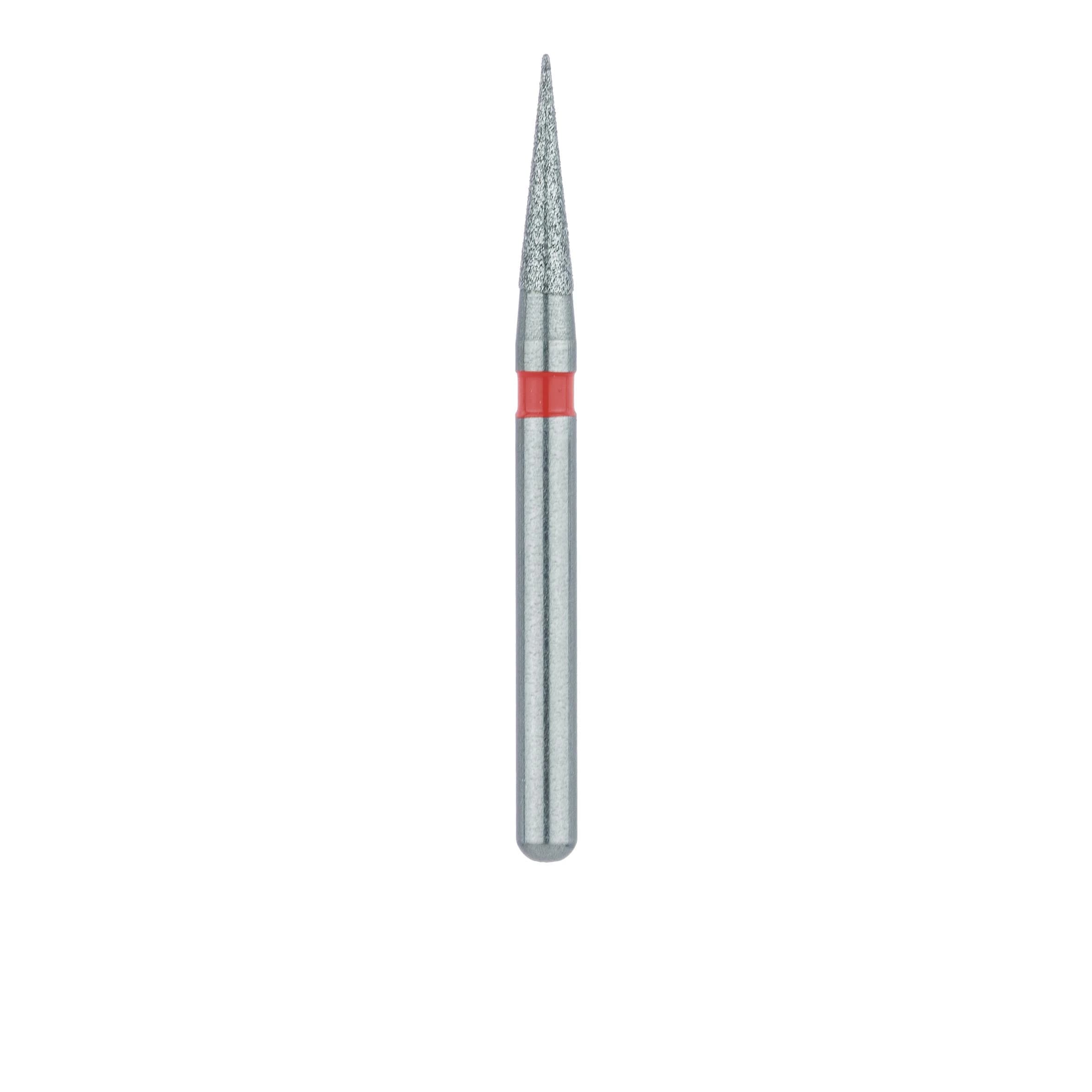 Meisinger Diamond Bur, Needle, Fine, FG (Friction Grip), 1.4 mm Head, 6 mm Working Length, Red, 898F-014, 5/Pk thumbnail 2
