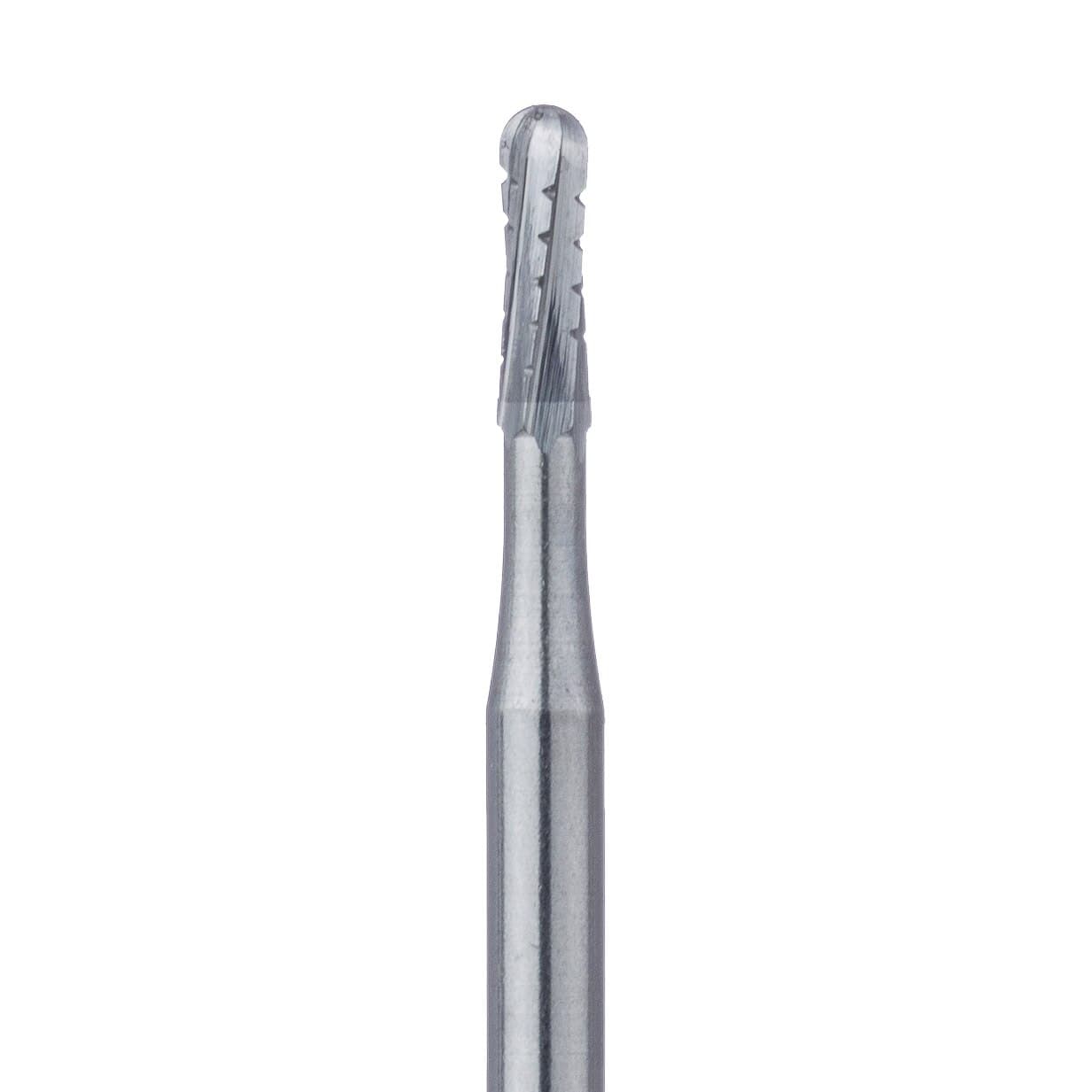 Meisinger Tungsten Carbide Bur #1558, HM31R-012-FG, Round End Straight Fissure Crosscut, Friction Grip, 1.2 mm Diameter, 5/Pkg - Tungsten Carbide Burs – HM 31R Straight Dome Cross Cut FG, 5/Pkg - Size #1558, 1.2 mm Diameter - Image 1