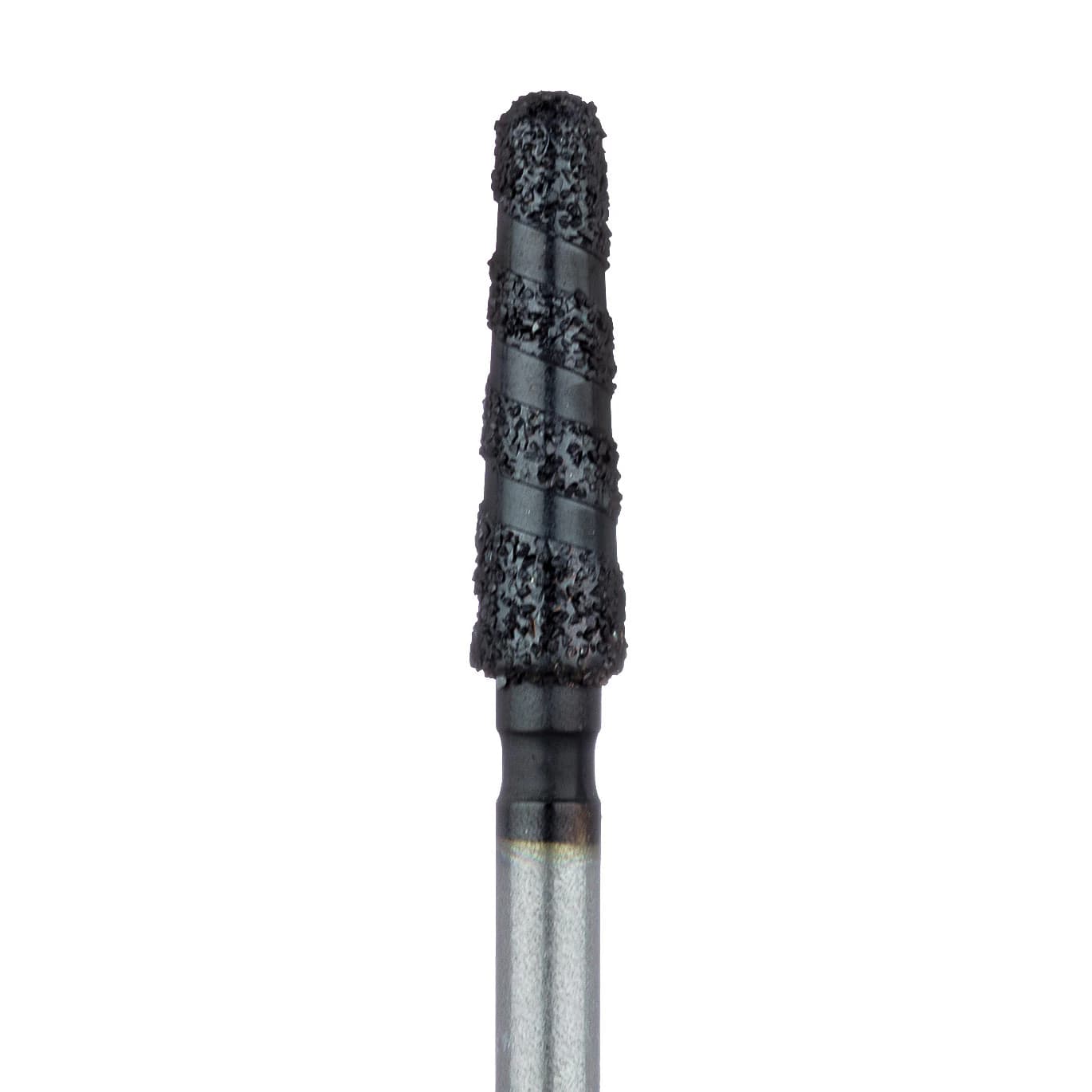 Meisinger Black Cobra Diamond Bur, Super Coarse, Round End Taper, FG, 2.5mm, 5/Pk, B850-025 - Black Cobra Round End Tapered Spiral Groove FG Diamond Burs - Image 1