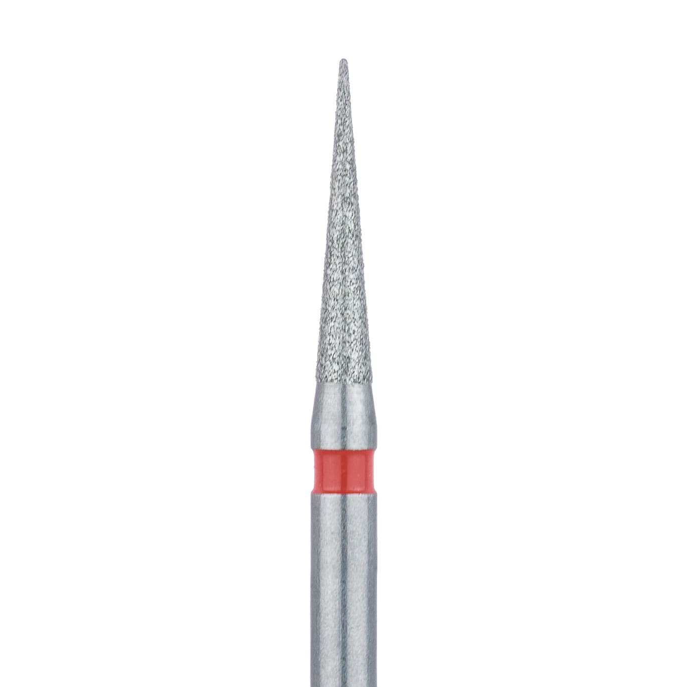 Meisinger Multi-Use Diamond Bur, Friction Grip, Needle Shape, Fine Grit (Red), 1.4 mm Head, 8 mm Working Length, 5/Pk, 858F-014-FG - Multi-Use Diamond Bur, Friction Grip, Needle, 858F, 1.4 mm, Fine, Red, 5/Pk, 858F-014-FG - Image 1