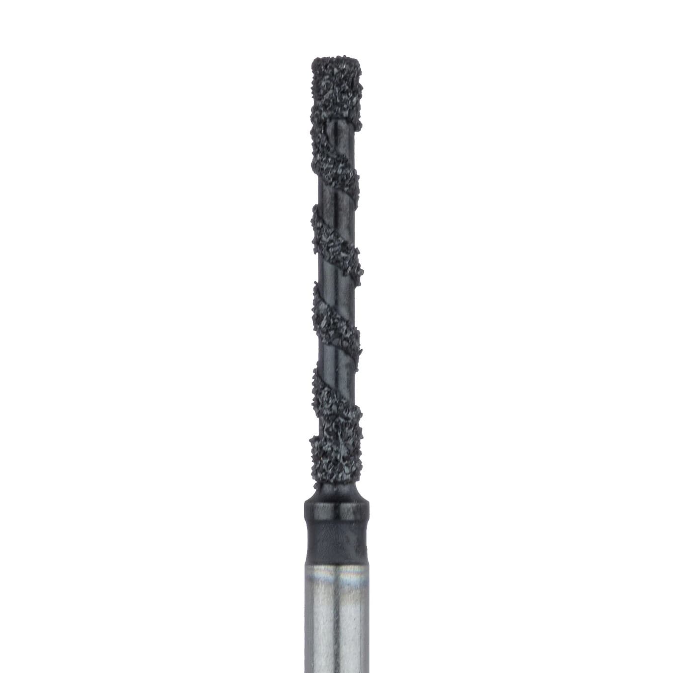 Meisinger Black Cobra Diamond Bur, Super Coarse, Long Flat End Cylinder, FG, 1.2mm, 5/Pack, B837L-012 - Black Cobra Flat End Cylinder Spiral Groove FG Diamond Burs - Image 1