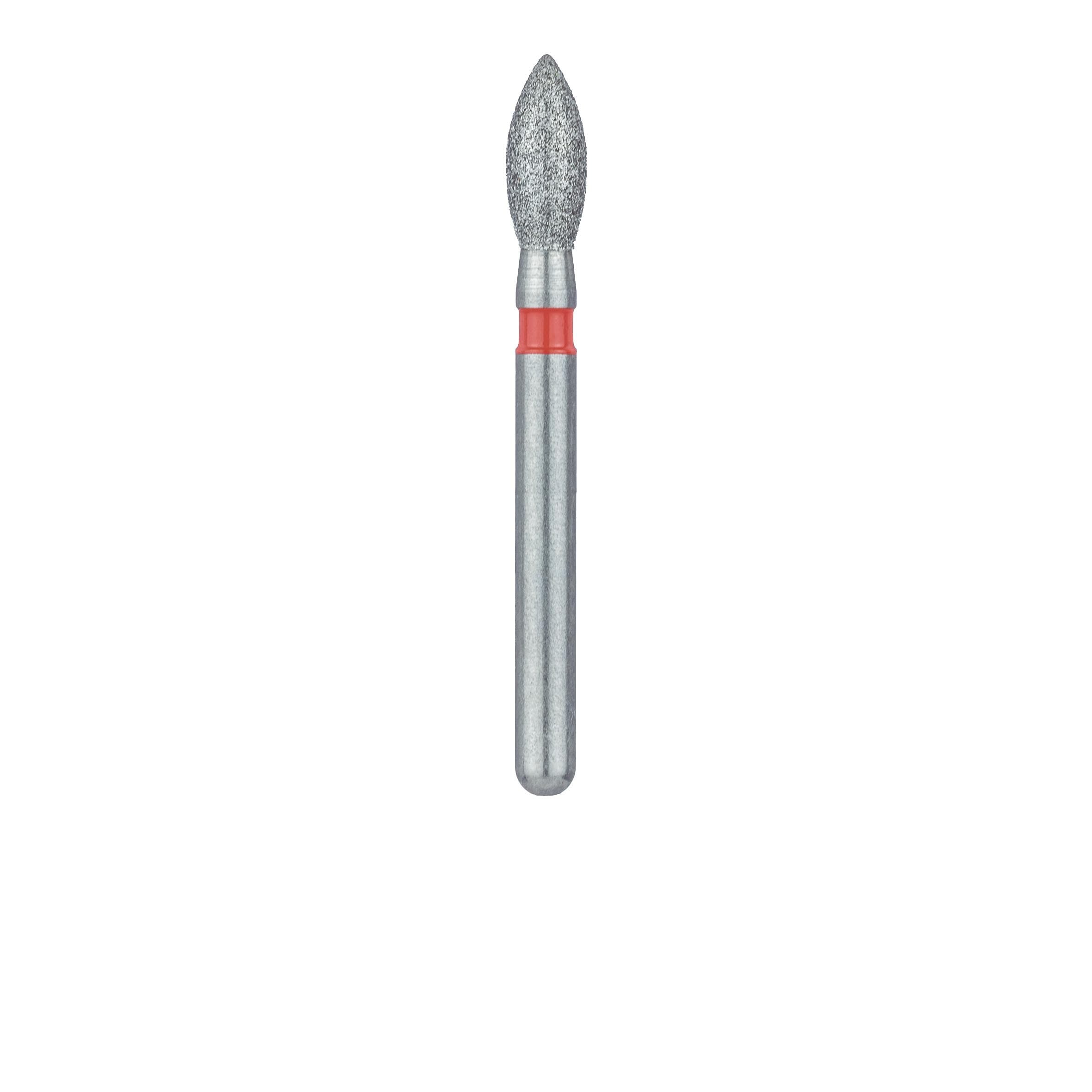 Meisinger 830F-021-FG Fine Diamond Bur, Pointed Football, Friction Grip, 2.1 mm Head Diameter, 5.0 mm Head Length, Red Ring, 5/Pkg thumbnail 2