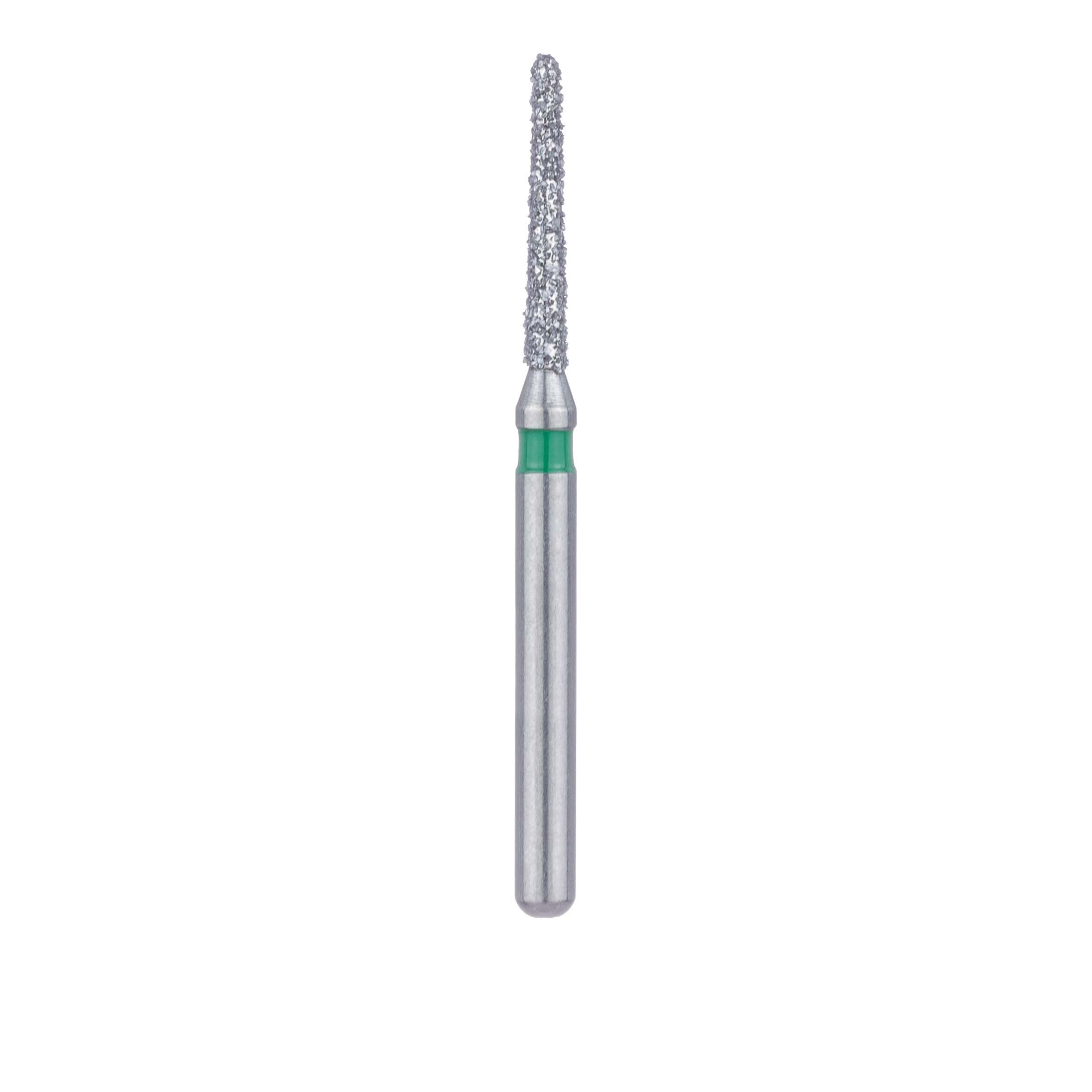 Meisinger FG #850G-012 Coarse Round End Taper Diamond Bur, 1.2 mm Head, 8 mm Working Length, Green Band, Multi-Use, 5/Pk thumbnail 2