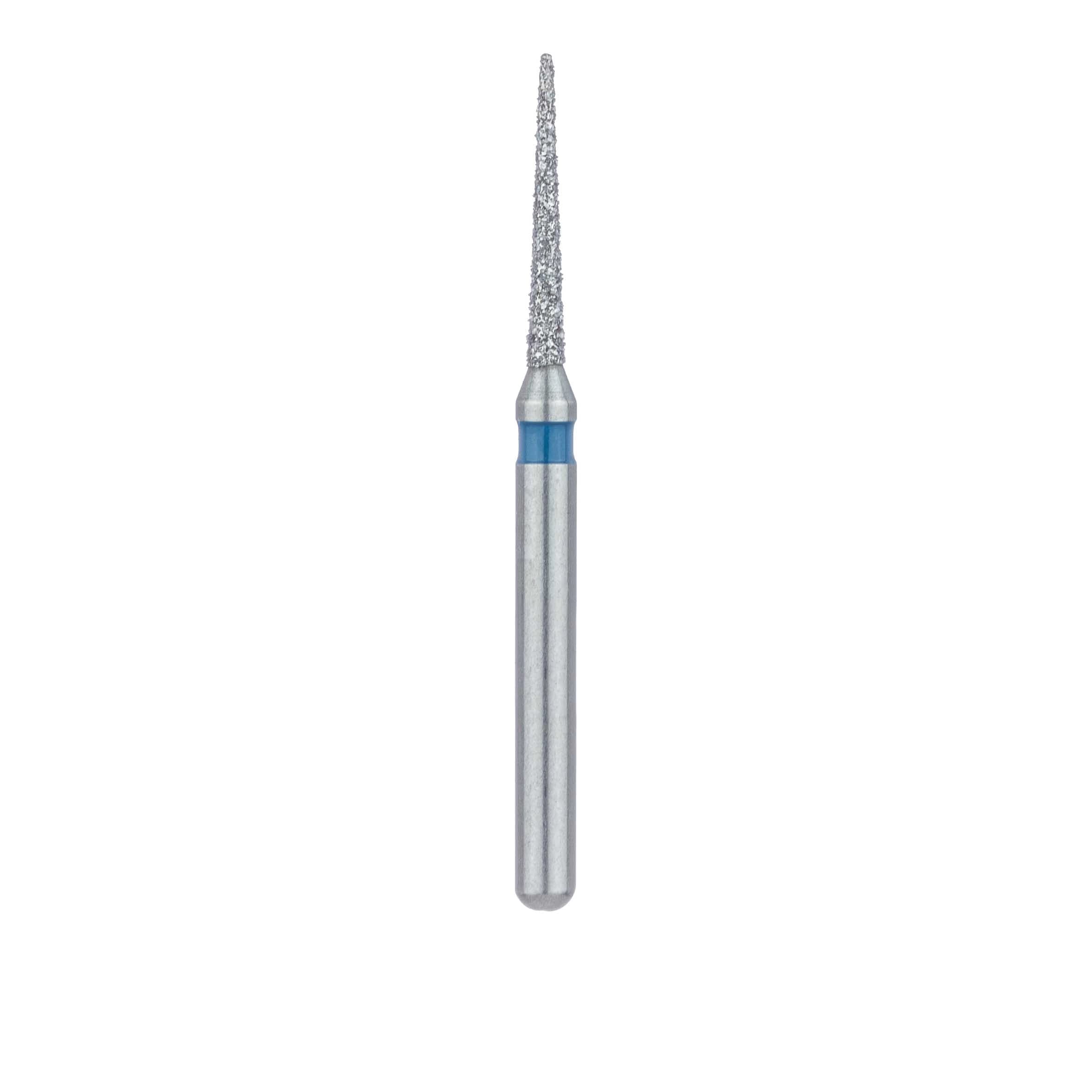Meisinger 858-010-FG Diamond Bur, FG, Medium Grit, Blue Ring, Needle Shape, Point End, 1.0 mm Head Diameter, 8.0 mm Head Length, 5/Pkg thumbnail 2