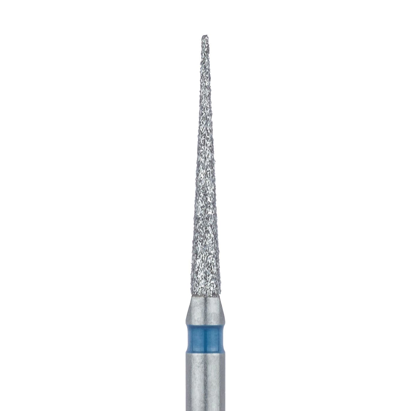 Meisinger 859-012-FG Diamond Bur, FG, Medium Grit, Blue Ring, Needle Shape, Point End, 1.2 mm Head Diameter, 10.0 mm Head Length, 5/Pkg - Diamond Instruments – FG, Medium, Blue, Needle, Point End - 859-012-FG, 1.2 mm Head Diameter, 10.0 mm Head Length, 5/Pkg - Image 1