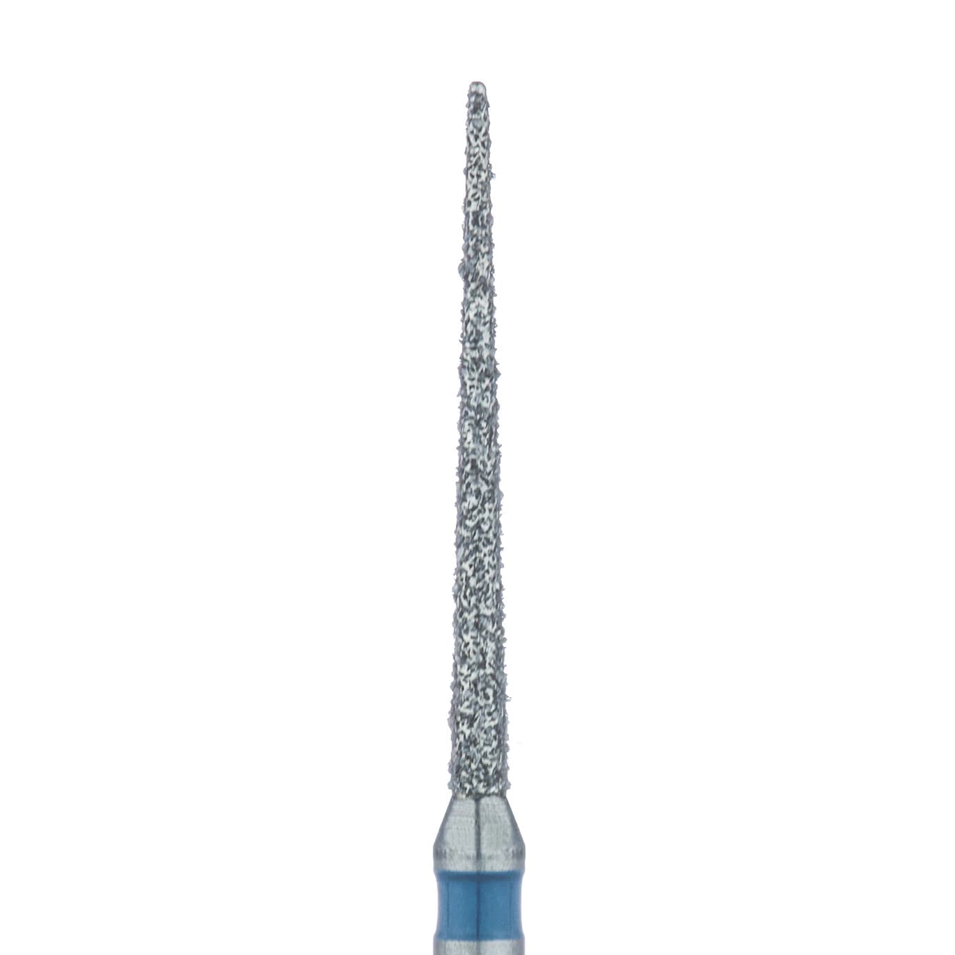 Meisinger FG #859L.010 Medium, Needle Shaped, Interproximal Reduction Diamond Bur, 1.0mm Head, 12mm Working Length, Blue Ring, 5/Pk - Meisinger FG #859L.010 Medium, Needle Shaped, Interproximal Reduction Diamond Bur, 5/Pk - Image 1