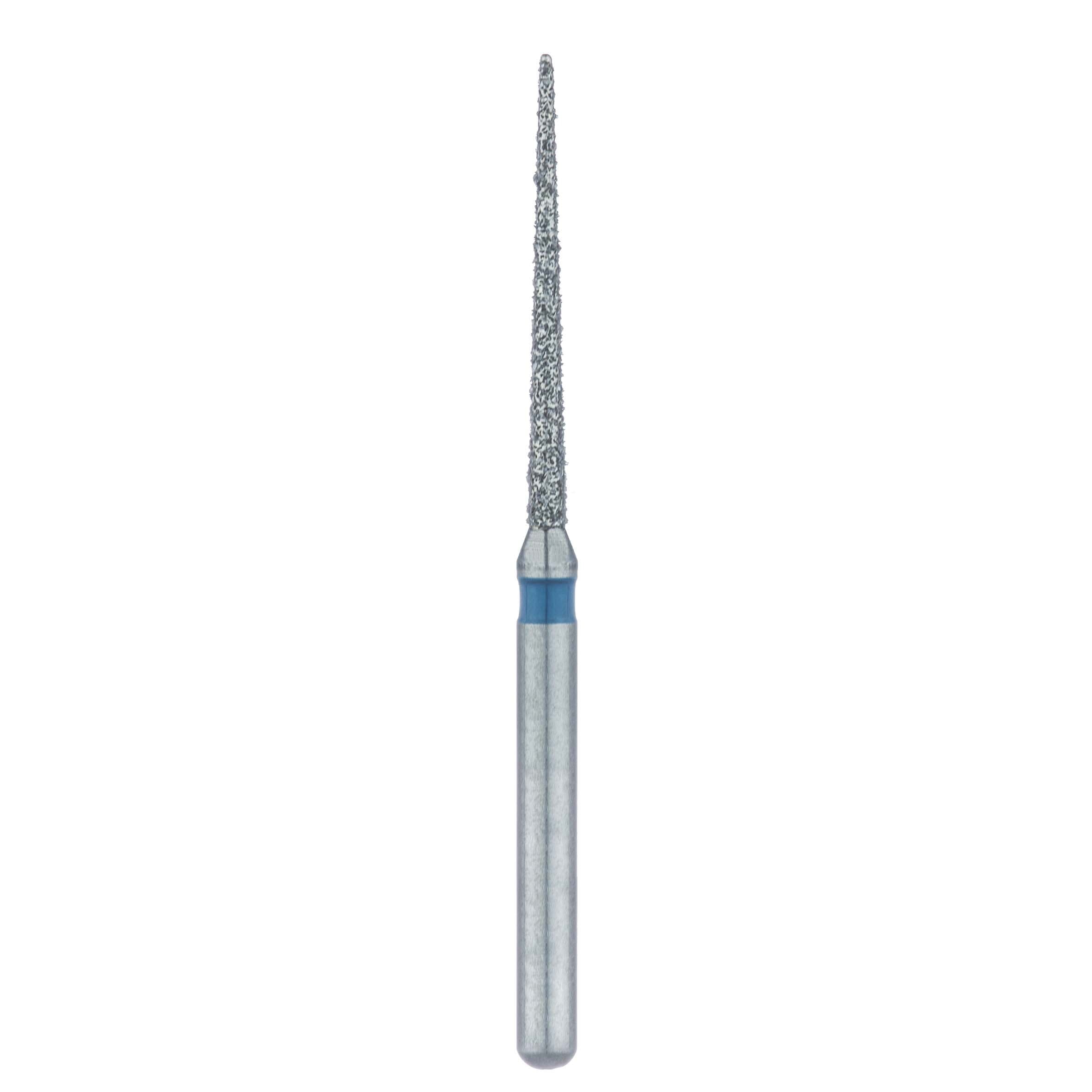 Meisinger FG #859L.010 Medium, Needle Shaped, Interproximal Reduction Diamond Bur, 1.0mm Head, 12mm Working Length, Blue Ring, 5/Pk thumbnail 2