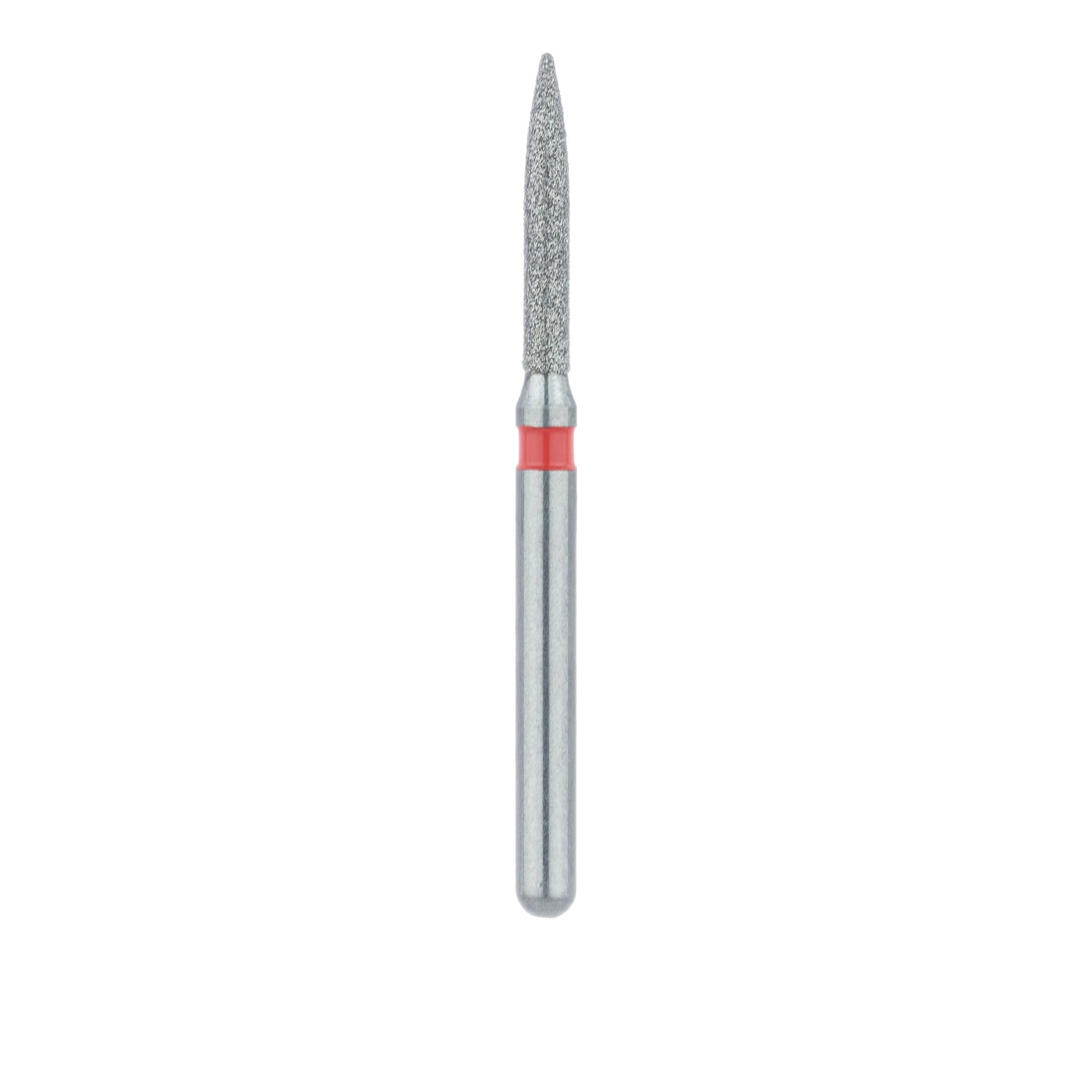 Meisinger 862F-012-FG Fine Diamond Bur, Flame Shape, Friction Grip, 1.2 mm Head Diameter, 8.0 mm Head Length, Red Ring, 5/Pkg thumbnail 2