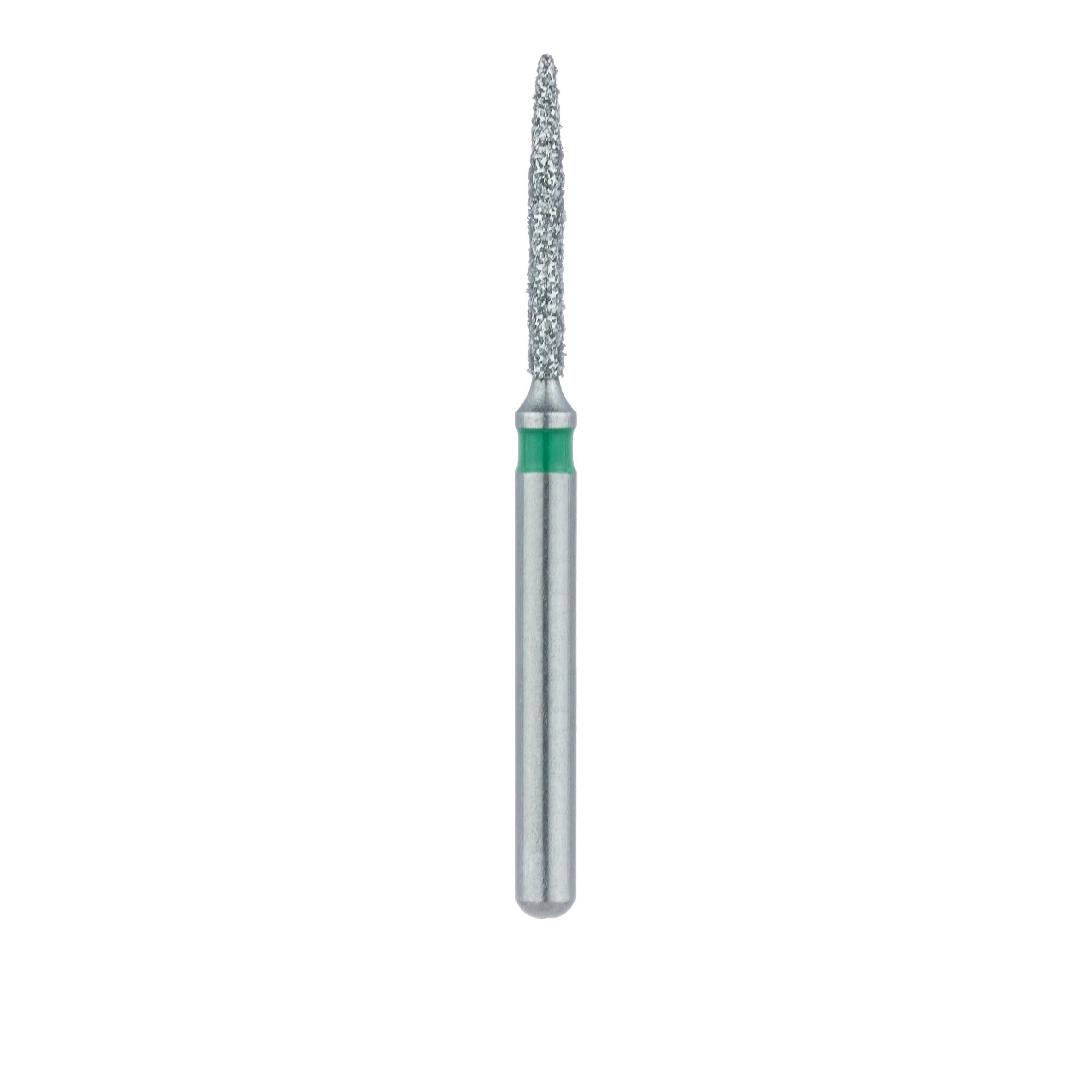 Meisinger FG #862G-010 Coarse Flame Shaped Diamond Bur, Friction Grip, 1.0 mm Head, 8 mm Working Length, Green Band, Multi-Use, 5/Pk thumbnail 2