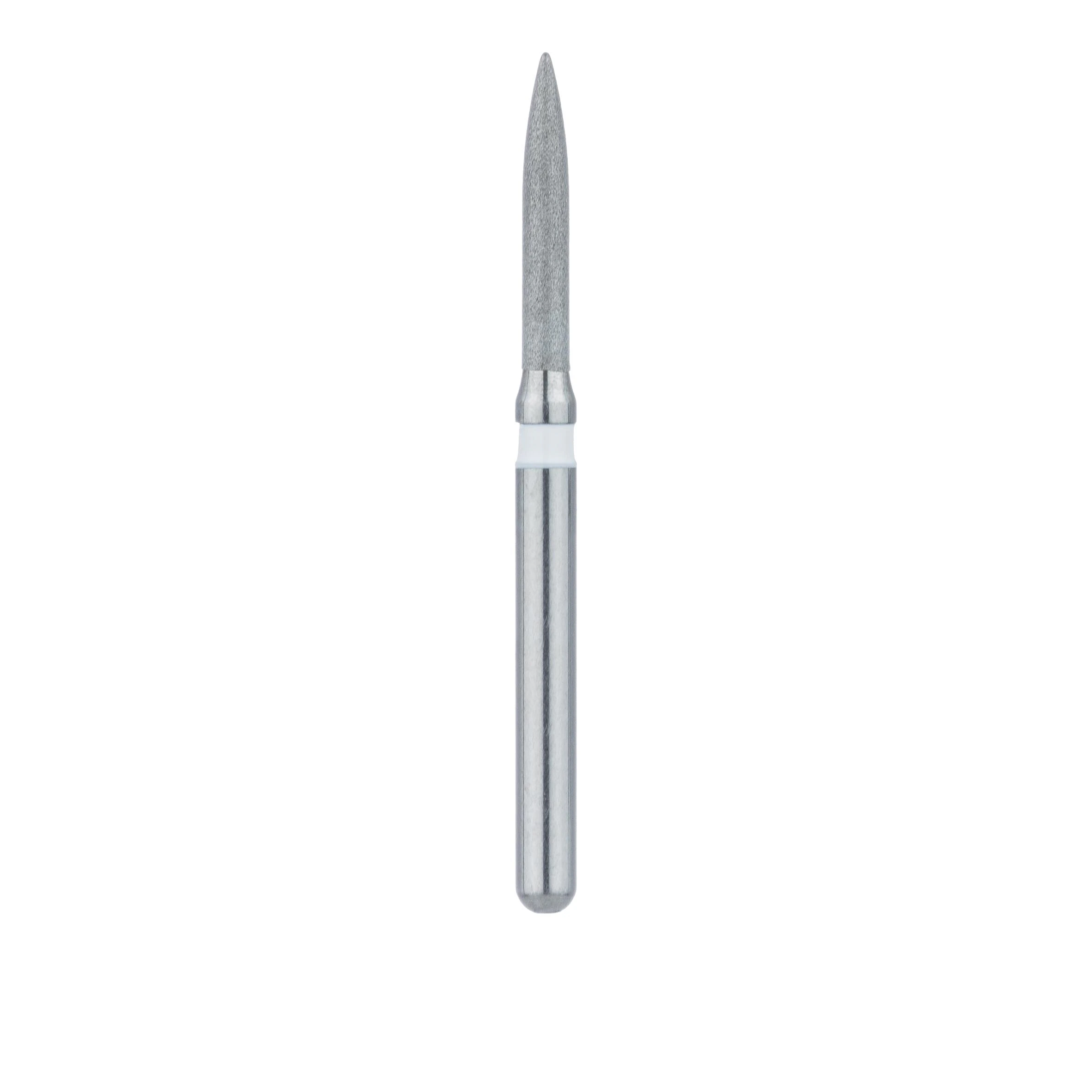 Meisinger 862U-012-FG Ultra Fine Diamond Bur, Flame Shape, Friction Grip, 1.2 mm Head Diameter, 8.0 mm Head Length, White Ring, 5/Pkg thumbnail 2