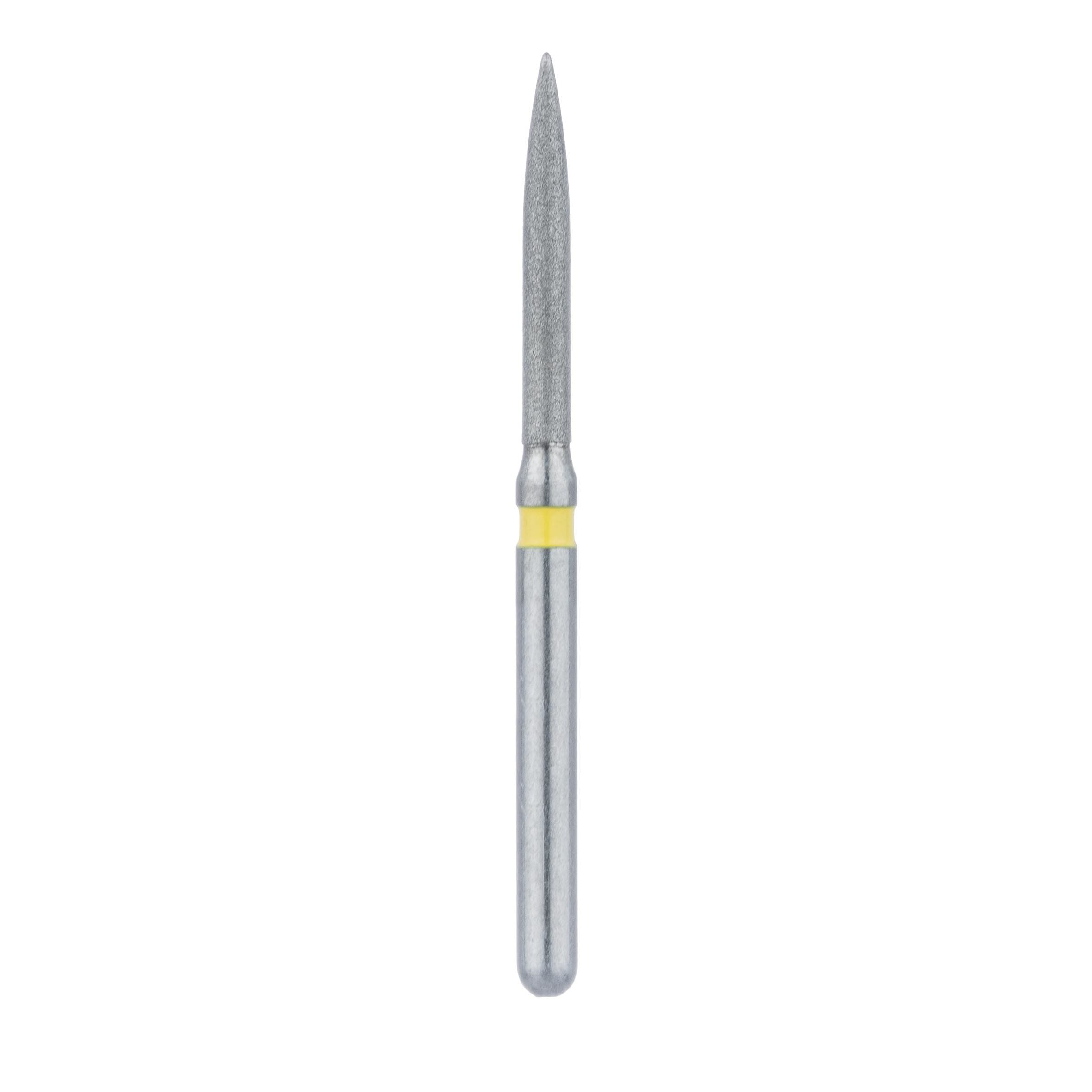 Meisinger 863C-012-FG Diamond Bur, FG, Extra Fine (Yellow), Flame, Point End, 1.2 mm Head Diameter, 10 mm Head Length, 5/Pkg thumbnail 2