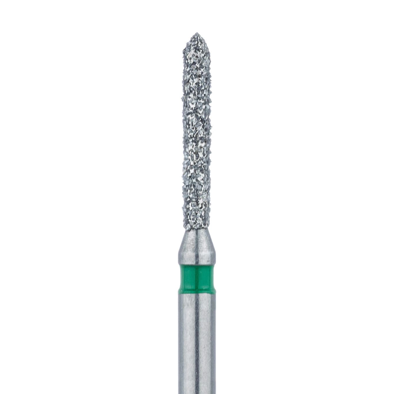Meisinger 885G-012-FG Diamond Bur, Coarse (Green), Pointed Cylinder with Bevel Tip, Friction Grip, 1.2 mm Head Diameter, 8.0 mm Head Length, 5/Pack - Meisinger Diamond, FG, Coarse, Green, Cylinder, 885G-012, Pkg/5 - Image 1
