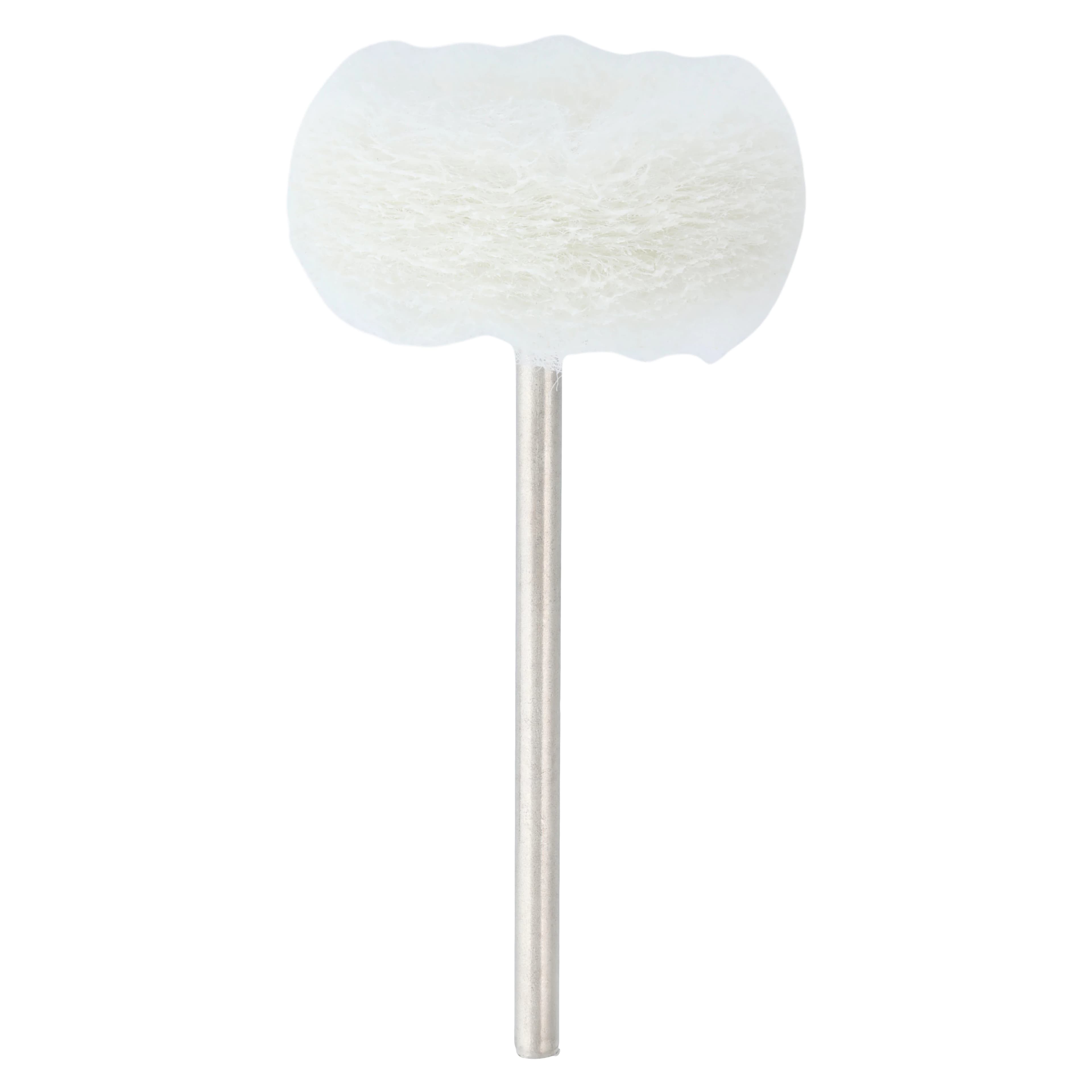 Meisinger Fuzzie Polishing Wheel, White, Extra Fine Grit, 25mm, HP Shank, 5/Pkg, 253-250-HP - Fuzzie Polishers, Acrylic Fuzzie, 5/Pkg, Extra Fine Grit, 253-250-HP - Image 1