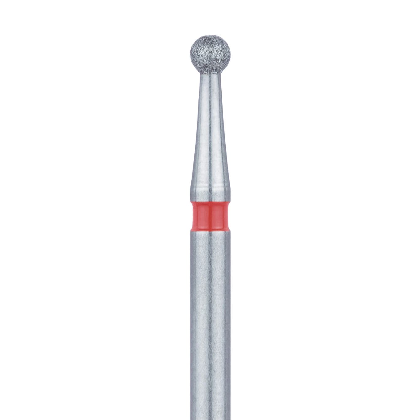 Meisinger Diamond Bur, Round, Fine, Red, FG (Friction Grip), 1.6 mm Head, 801F-016-FG, 5/Pkg - Diamond Instruments – FG, Fine, Red, Round, Round End - 801F-016-FG, 1.6 mm Head Diameter, 1.6 mm Head Length, 5/Pkg - Image 1