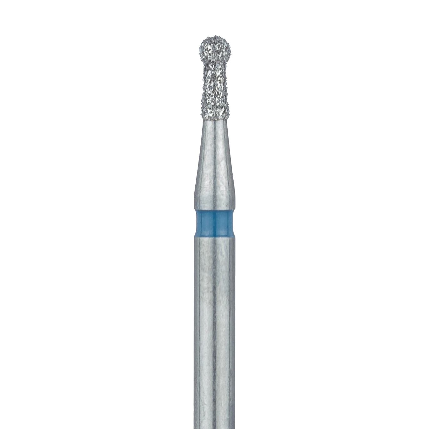 Meisinger 802-012-FG Diamond Bur, Round, Medium Grit, Blue Ring, Friction Grip, 1.2 mm Head Diameter, 3.0 mm Head Length, 5/Pkg - Diamond Instruments – FG, Medium, Blue, Round, Round End, 5/Pkg - 802-012-FG, 1.2 mm Head Diameter, 3.0 mm Head Length - Image 1