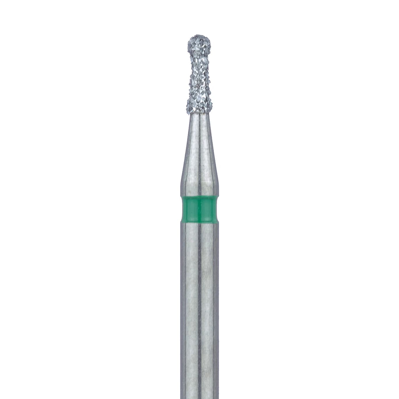 Meisinger 802G-010-FG Coarse Diamond Bur, Round with Neck, Friction Grip, 1.0 mm Head Diameter, 3.0 mm Working Length, Green Ring, 5/Pack - Meisinger Diamonds 802G-010-FG Coarse 5/Pk - Image 1
