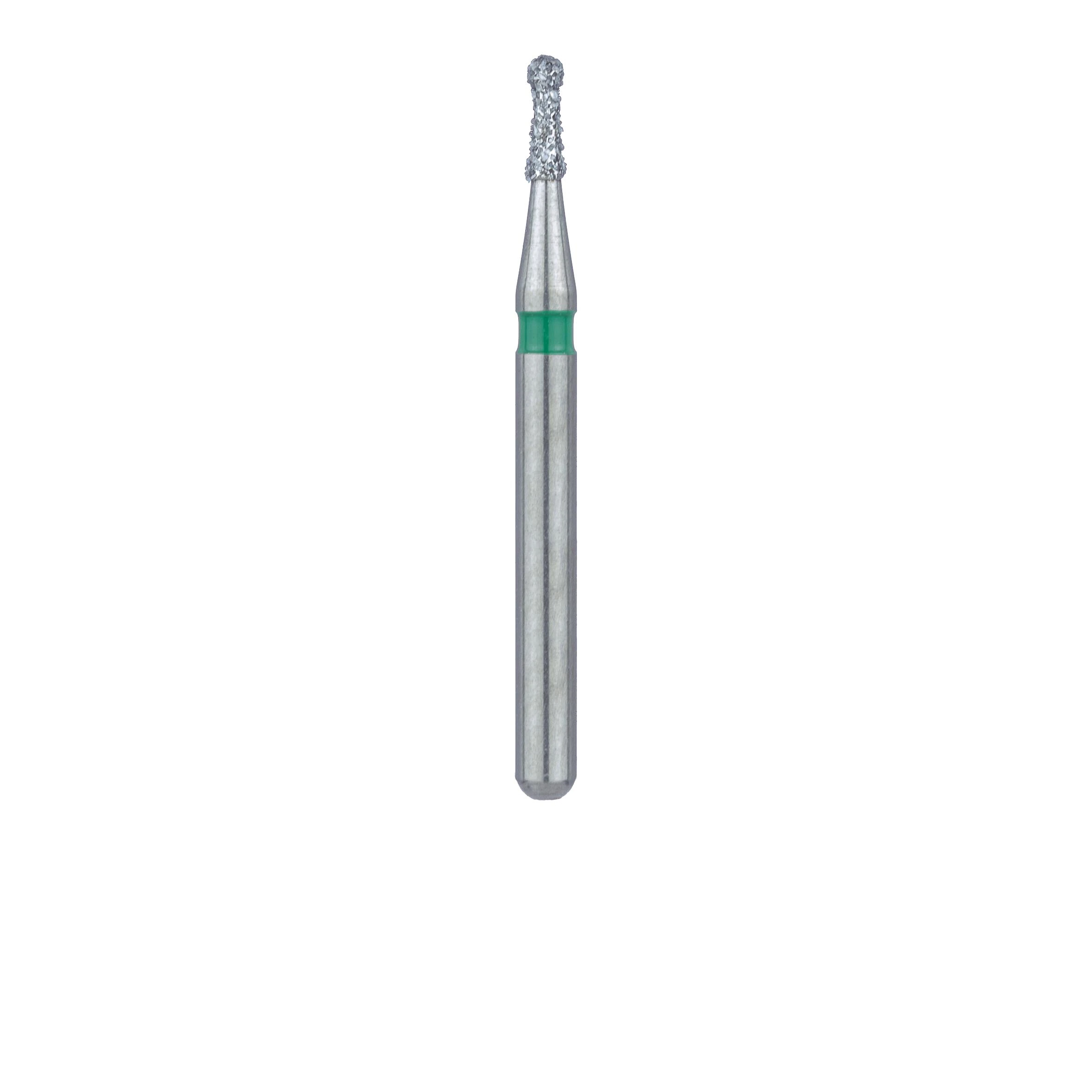 Meisinger 802G-010-FG Coarse Diamond Bur, Round with Neck, Friction Grip, 1.0 mm Head Diameter, 3.0 mm Working Length, Green Ring, 5/Pack thumbnail 2
