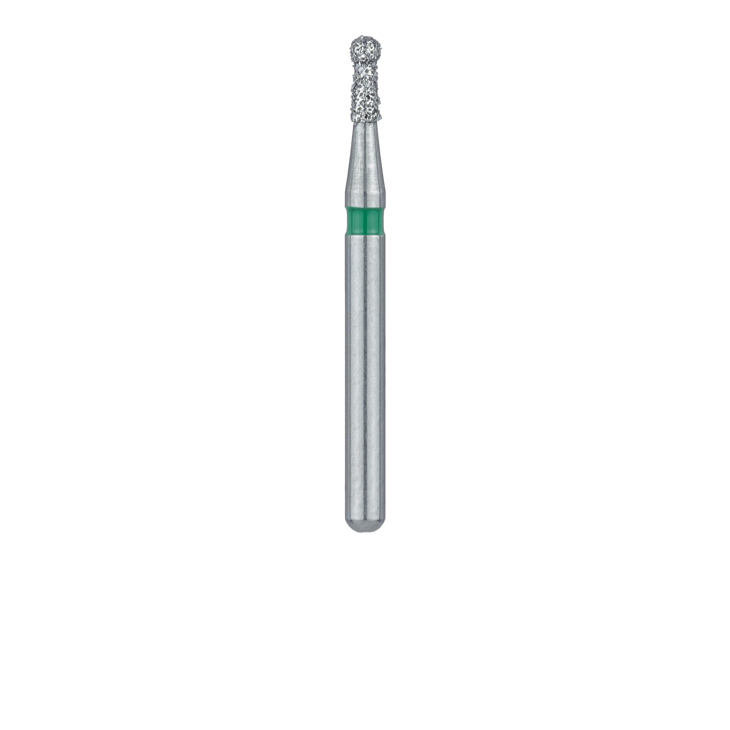Meisinger 802G-012-FG Diamond Bur, Round, Coarse, Green Ring, Friction Grip, 1.2 mm Head Diameter, 3.0 mm Head Length, 5/Pkg thumbnail 2