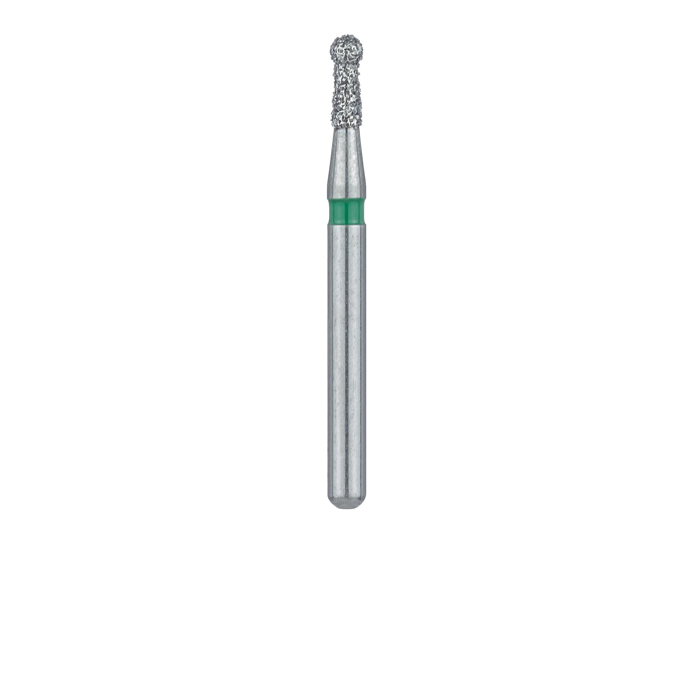 Meisinger 802G-014-FG Coarse Round Diamond Bur, Friction Grip, 1.4 mm Head Diameter, 3.5 mm Head Length, Green Ring, 5/Pack thumbnail 2