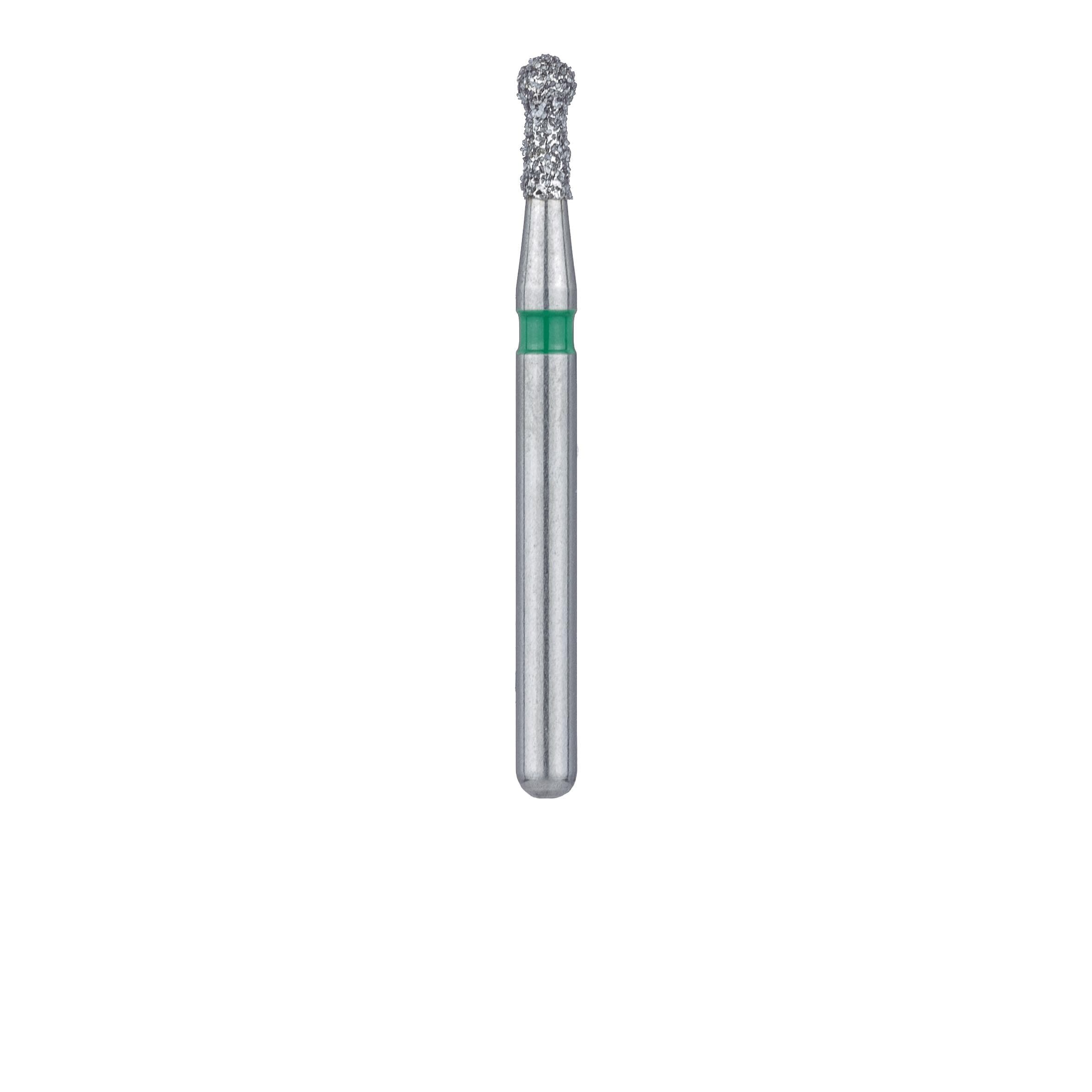 Meisinger 802G-016-FG Coarse Diamond Bur, Round with Neck, Friction Grip, 1.6 mm Head Diameter, 3.5 mm Working Length, Green Ring, 5/Pack thumbnail 2