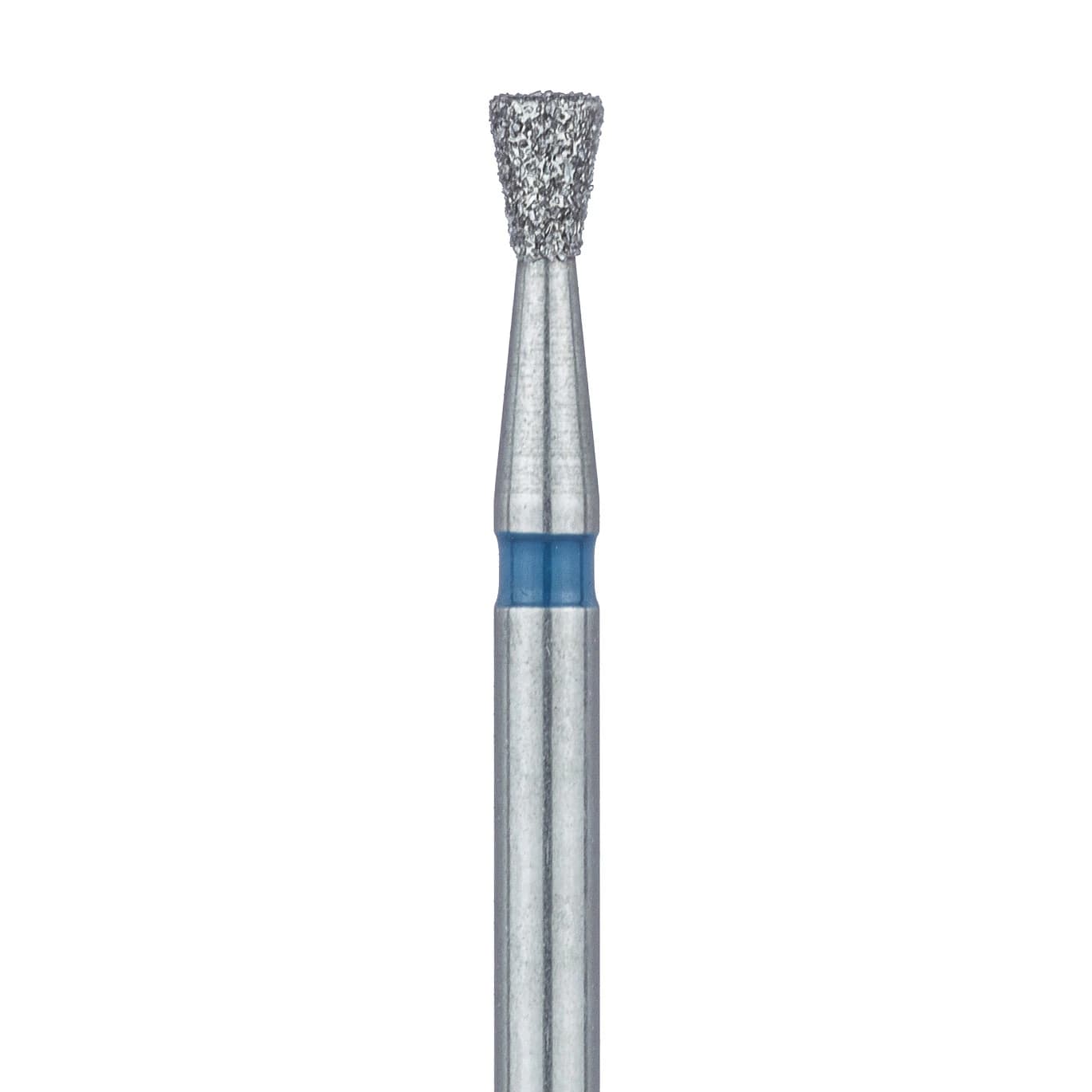 Meisinger 805-018-FG Diamond Bur, Inverted Cone, Medium Grit, Blue Ring, Friction Grip, 1.8 mm Head Diameter, 2.3 mm Head Length, 5/Pkg - Diamond Instruments – FG, Inverted Cone - Medium, Blue, Flat, 805-018-FG, 1.8 mm Head Diameter, 2.3 mm Head Length, 5/Pkg - Image 1