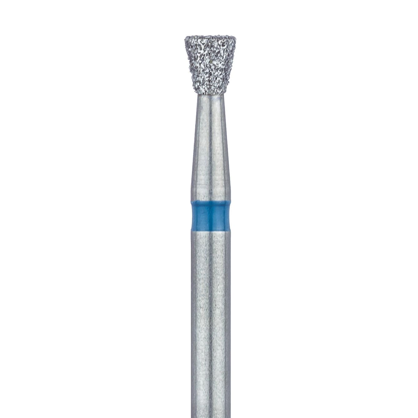 Meisinger 805-021-FG Diamond Bur, Inverted Cone, Medium Grit, Blue Ring, Friction Grip, 2.1 mm Head Diameter, 2.3 mm Head Length, 5/Pkg - Diamond Instruments – FG, Inverted Cone - Medium, Blue, Flat, 805-021-FG, 2.1 mm Head Diameter, 2.3 mm Head Length, 5/Pkg - Image 1