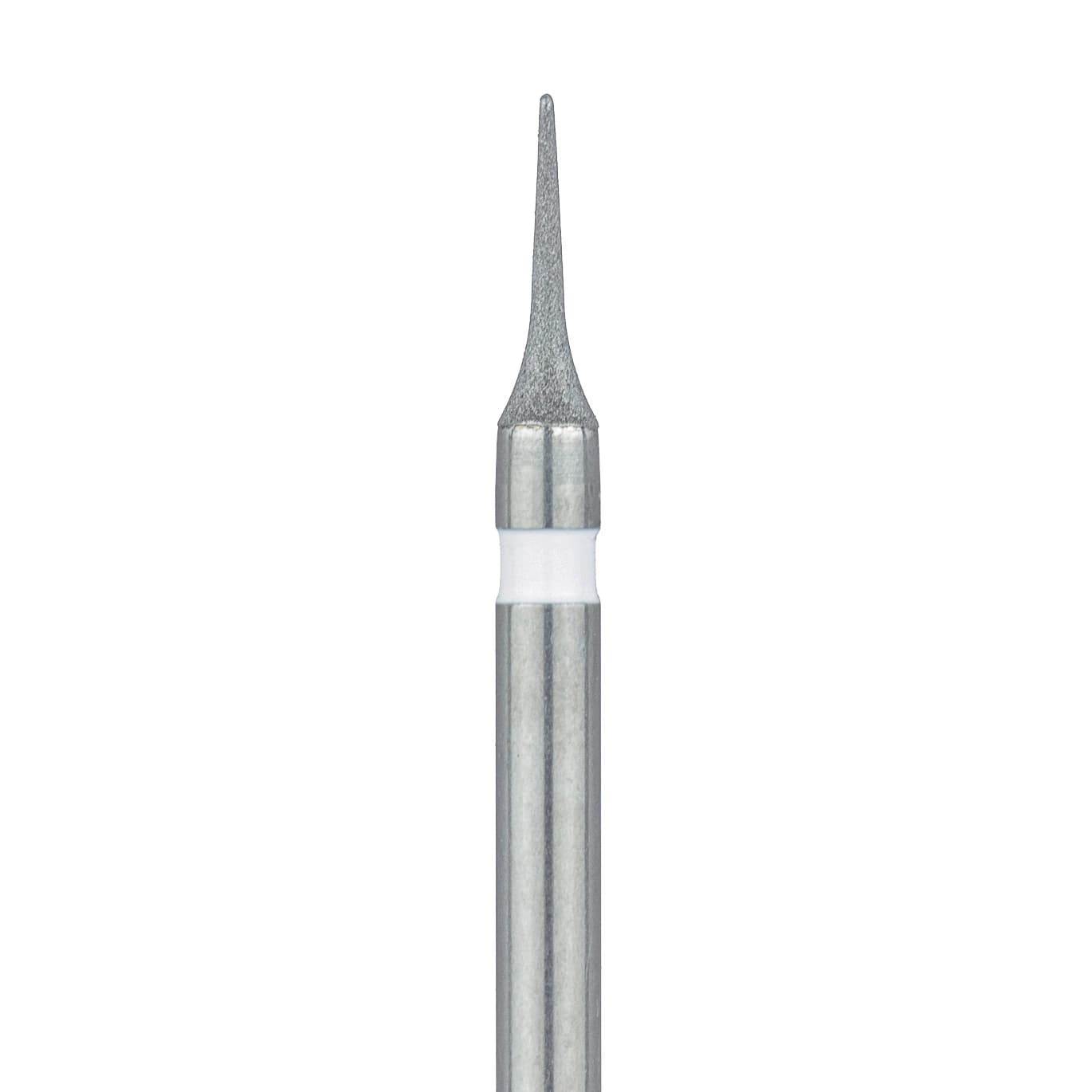 Meisinger 820U-016-FG Ultra Fine Diamond Bur, Interproximal Mosquito, Friction Grip, 1.6 mm Head Diameter, 5.0 mm Head Length, White Ring, 5/Pkg - Diamond Instruments – FG, Ultra Fine, White, Cone, 5/Pkg - Point, 820U-016-FG, 1.6 mm Head Diameter, 5.0 mm Head Length - Image 1
