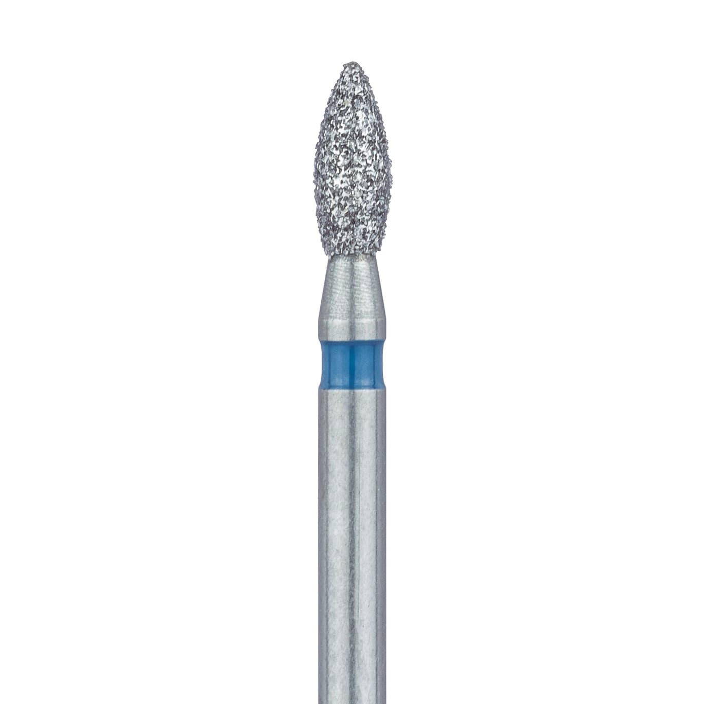 Meisinger 830-018-FG Medium Diamond Bur, Pointed Football, Friction Grip, 1.8 mm Head Diameter, 4.5 mm Working Length, Blue Ring, 5/Pack - Meisinger Diamonds 830-018-FG Medium 5/Pk - Image 1