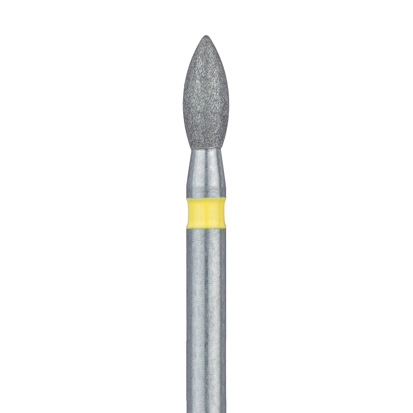 Meisinger 830C-018-FG Extra Fine Diamond Bur, Pointed Football, Friction Grip, 1.8 mm Head, Yellow Ring, 5/Pk - Meisinger Diamonds 830C-018-FG X-Fine 5/Pk - Image 1