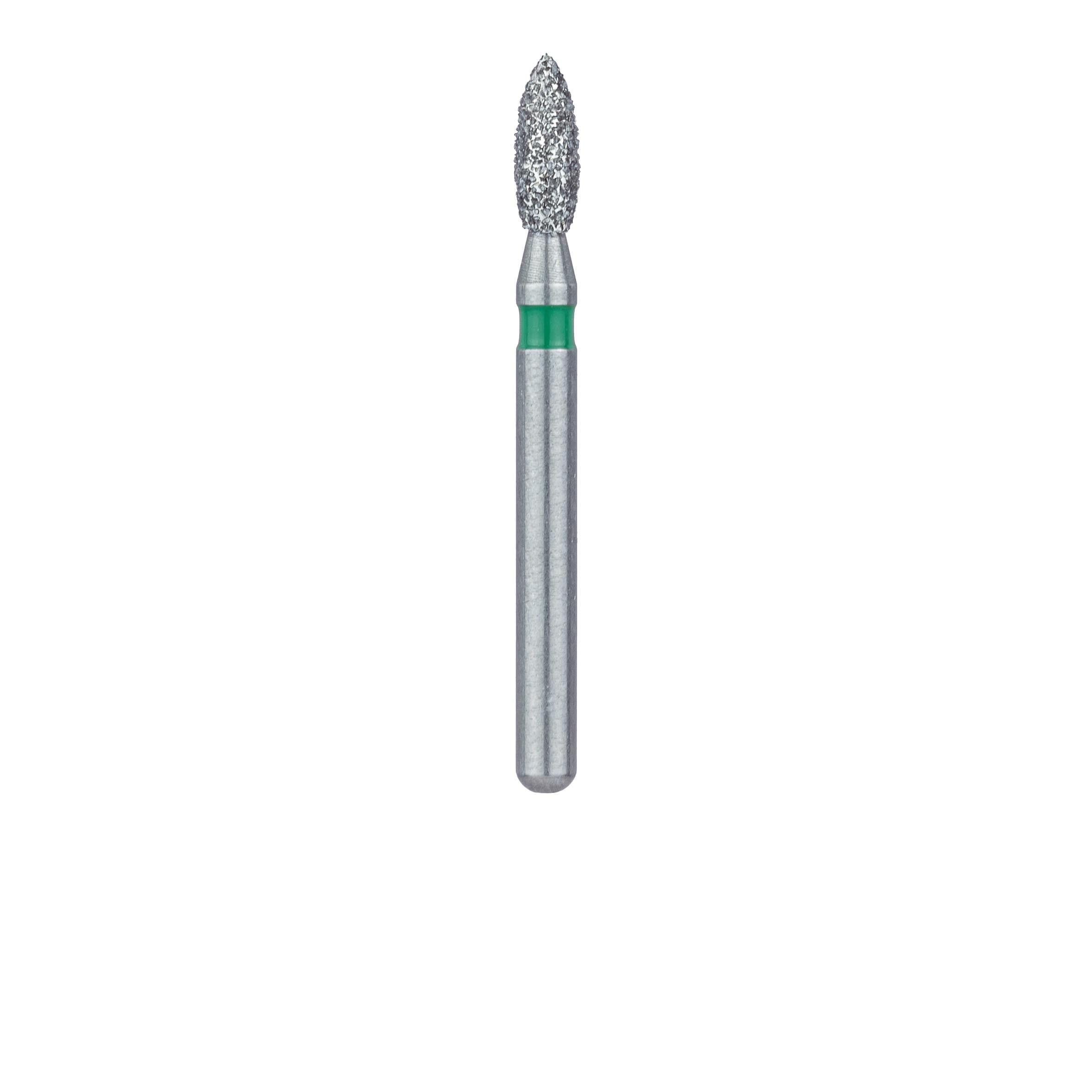 Meisinger 830G-018-FG Coarse Diamond Bur, Pointed Football, Friction Grip, 1.8 mm Head Diameter, 4.5 mm Head Length, Green Ring, 5/Pkg thumbnail 2