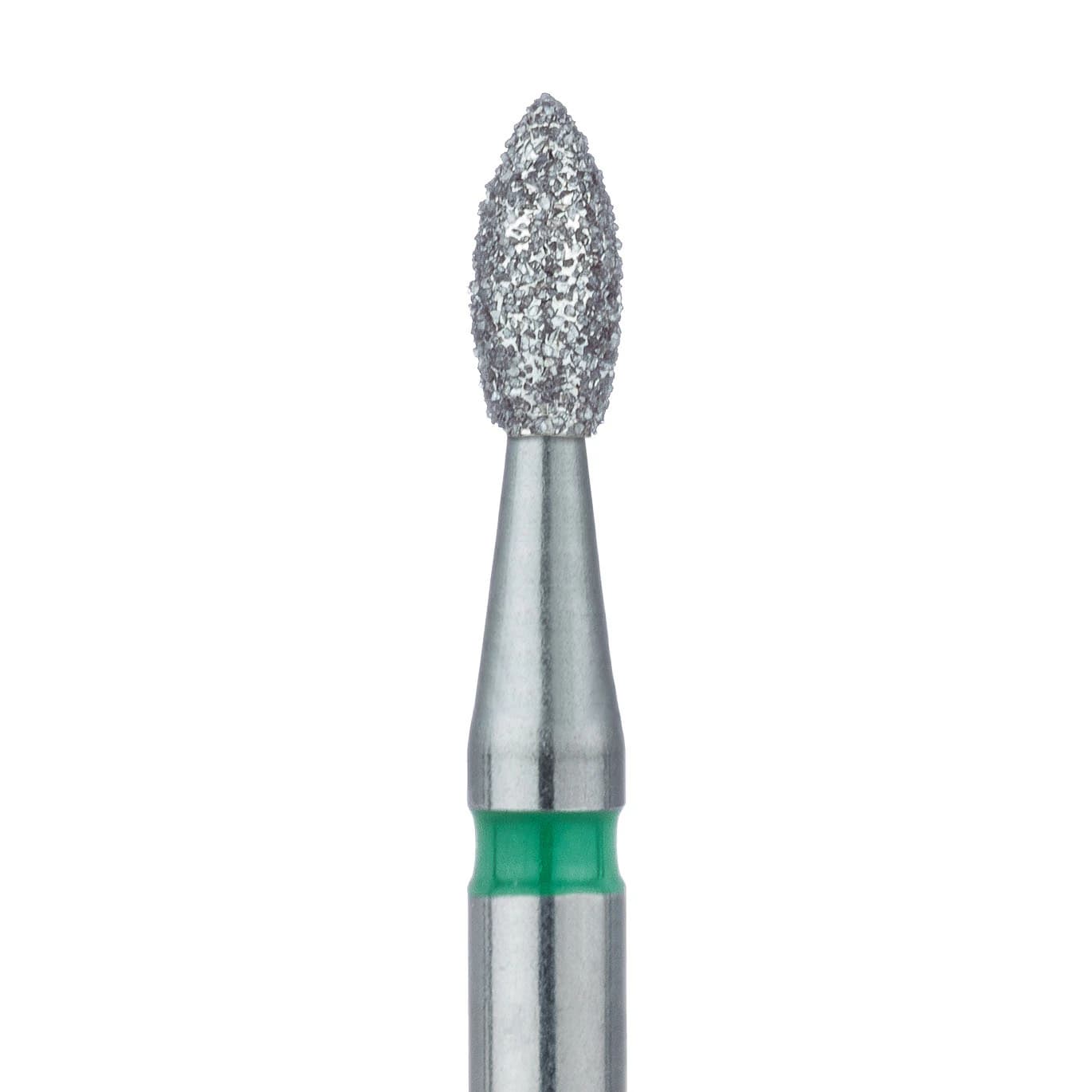 Meisinger #830G-023 Coarse Diamond Bur, Pointed Football/Egg, RA (Right Angle) Shank, 2.3 mm Diameter, Green, 5/Pack - #830G-023 Coarse Diamond Bur Pointed Football RA Pack of 5 - Image 1