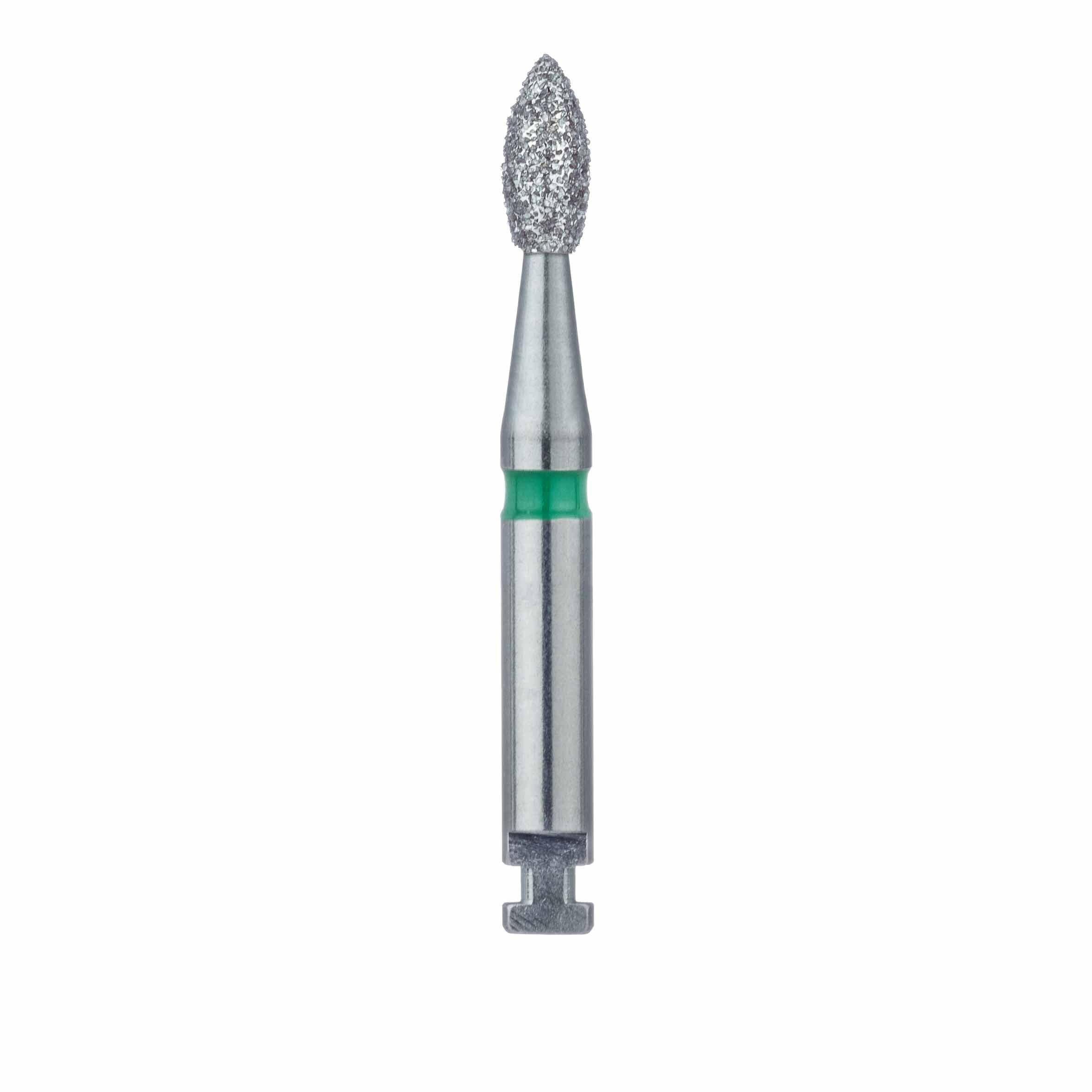 Meisinger #830G-023 Coarse Diamond Bur, Pointed Football/Egg, RA (Right Angle) Shank, 2.3 mm Diameter, Green, 5/Pack thumbnail 2