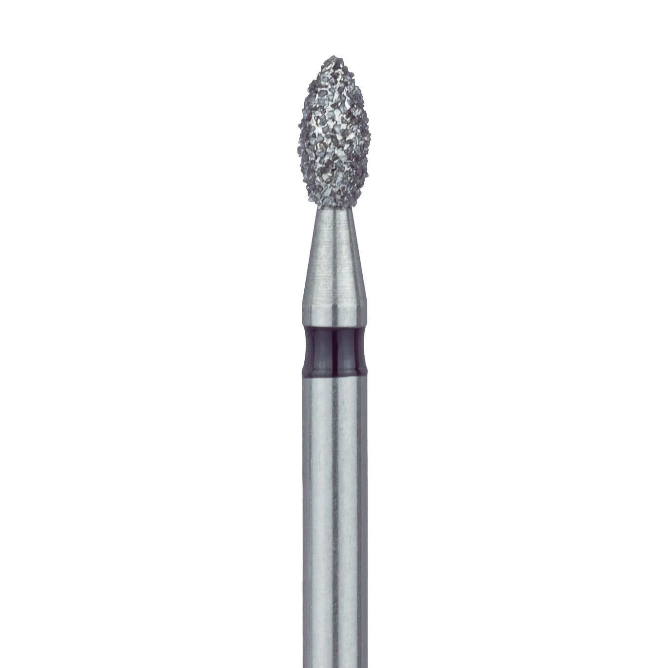 Meisinger 831H-018-FG Super Coarse Diamond Bur, Pointed Football, Friction Grip, 1.8 mm Head Diameter, 3.5 mm Head Length, 5/Pkg - Diamond Instruments – FG, Super Coarse, Black, Football, Point End - 831H-018-FG, 1.8 mm Head Diameter, 3.5 mm Head Length, 5/Pkg - Image 1