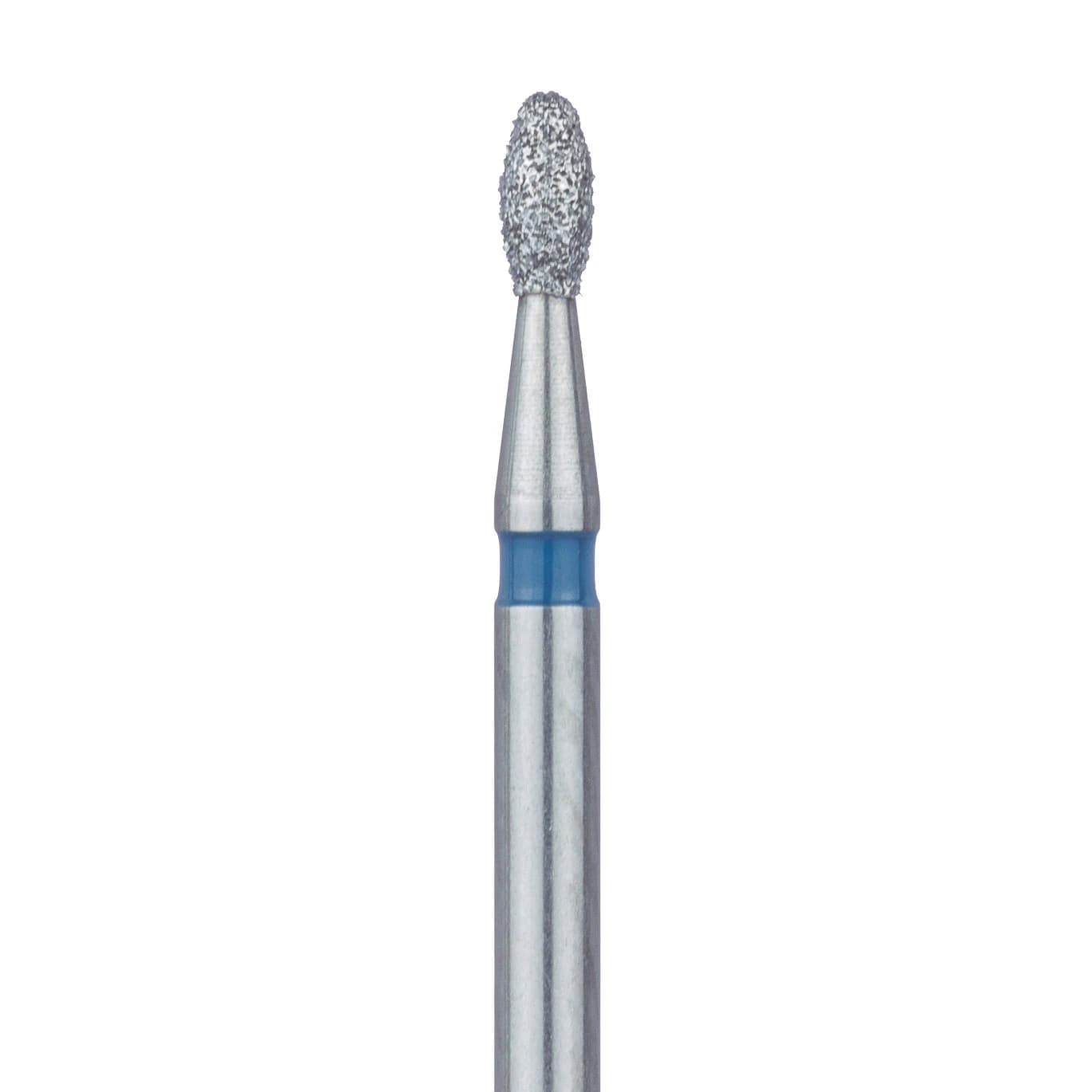 Meisinger 833-014-FG Medium Diamond Bur, Egg/Football Shape, Friction Grip, 1.4 mm Head Diameter, 2.8 mm Working Length, Blue Ring, 5/Pack - Meisinger Diamonds 833-014-FG Medium 5/Pk - Image 1