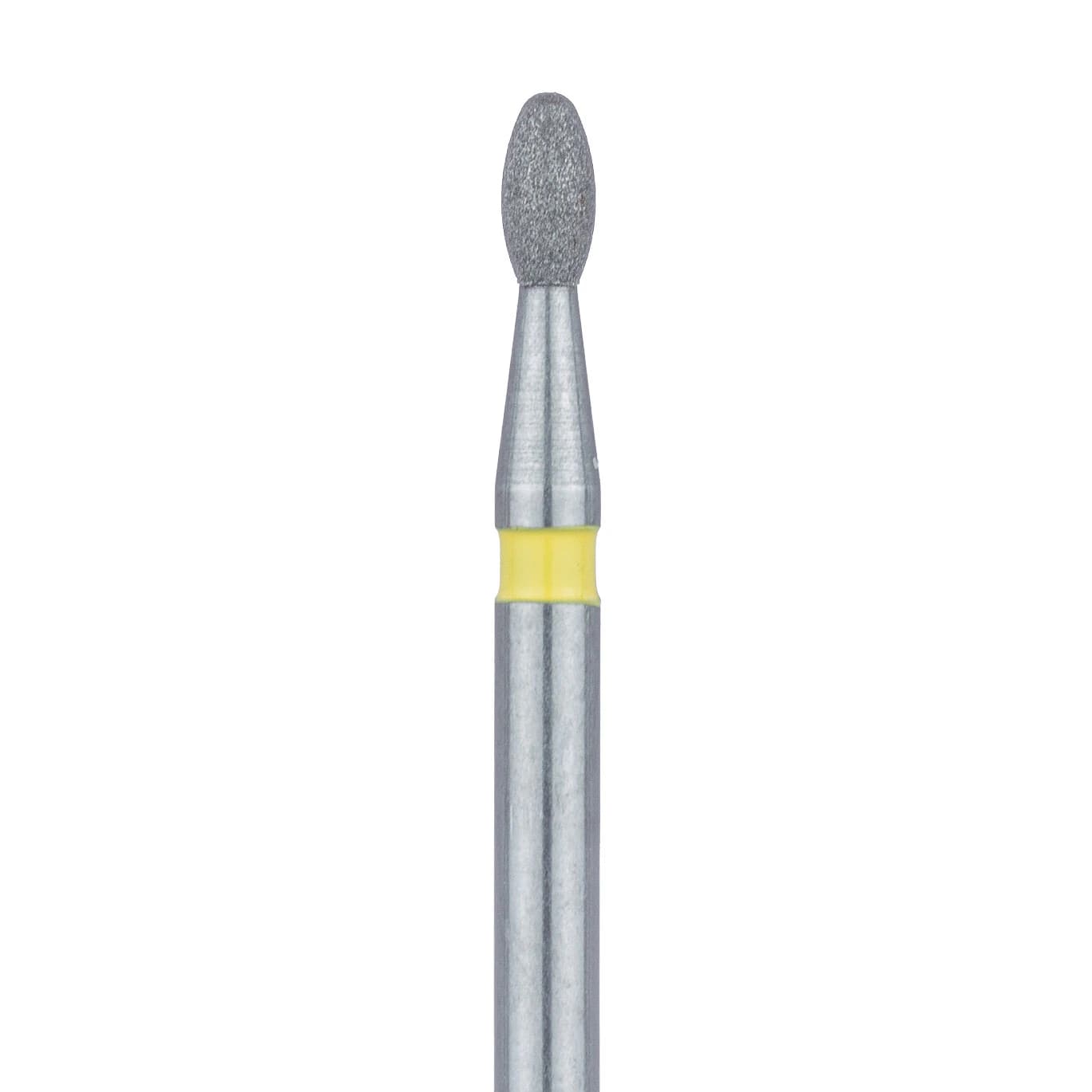 Meisinger 833C-014-FG Extra Fine Diamond Bur, Football/Egg Shape, Friction Grip, 1.4 mm Head Diameter, 2.8 mm Head Length, Yellow Ring, 5/Pkg - Diamond Instruments – FG, Extra Fine, Football, Yellow - Round, 833C-014-FG, 1.4 mm Head Diameter, 2.8 mm Head Length, 5/Pkg - Image 1