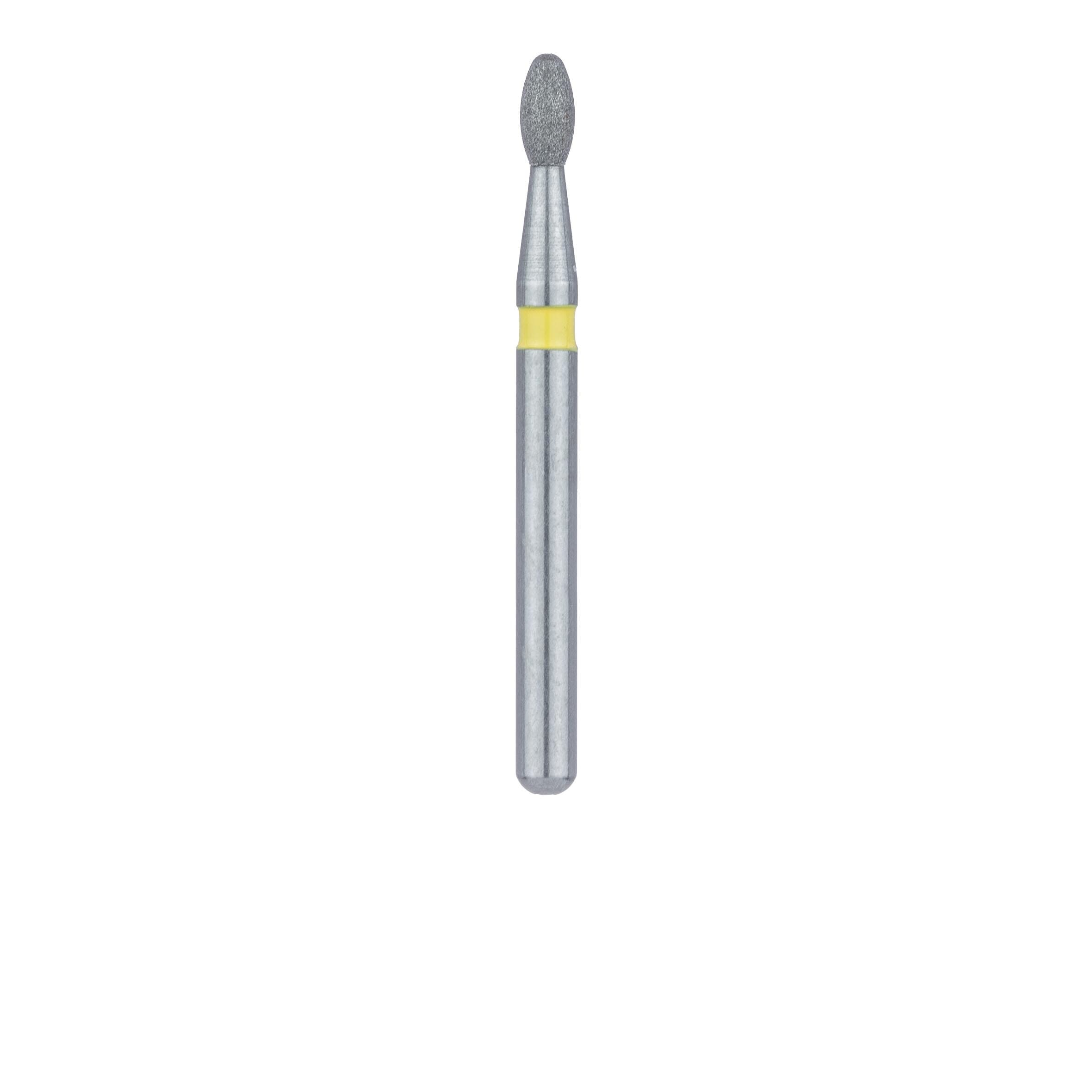 Meisinger 833C-014-FG Extra Fine Diamond Bur, Football/Egg Shape, Friction Grip, 1.4 mm Head Diameter, 2.8 mm Head Length, Yellow Ring, 5/Pkg thumbnail 2