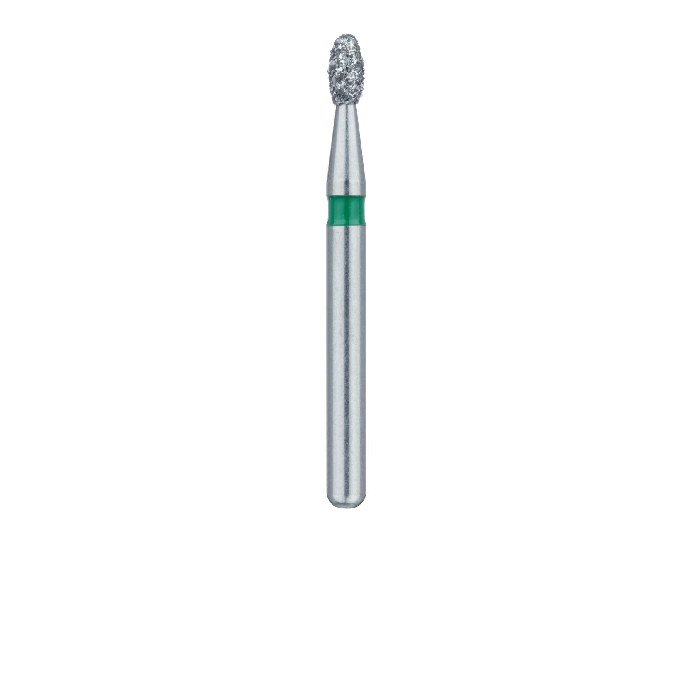 Meisinger 833G-014-FG Coarse Diamond Bur, Egg/Football Shape, Friction Grip, 1.4 mm Head Diameter, 2.8 mm Working Length, Green Ring, 5/Pack thumbnail 2