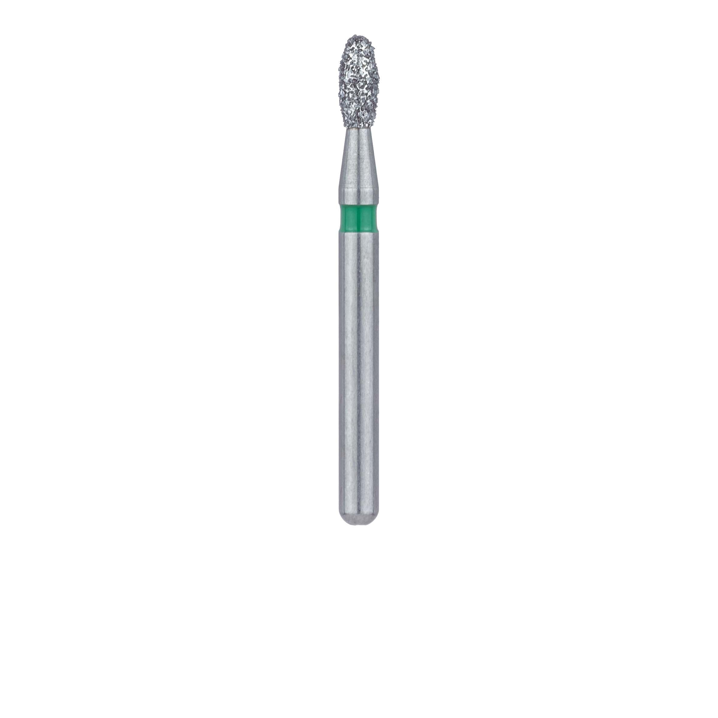 Meisinger 833G-016-FG Coarse Diamond Bur, Egg/Football Shape, Friction Grip, 1.6 mm Head Diameter, Green Ring, 5/Pack thumbnail 2