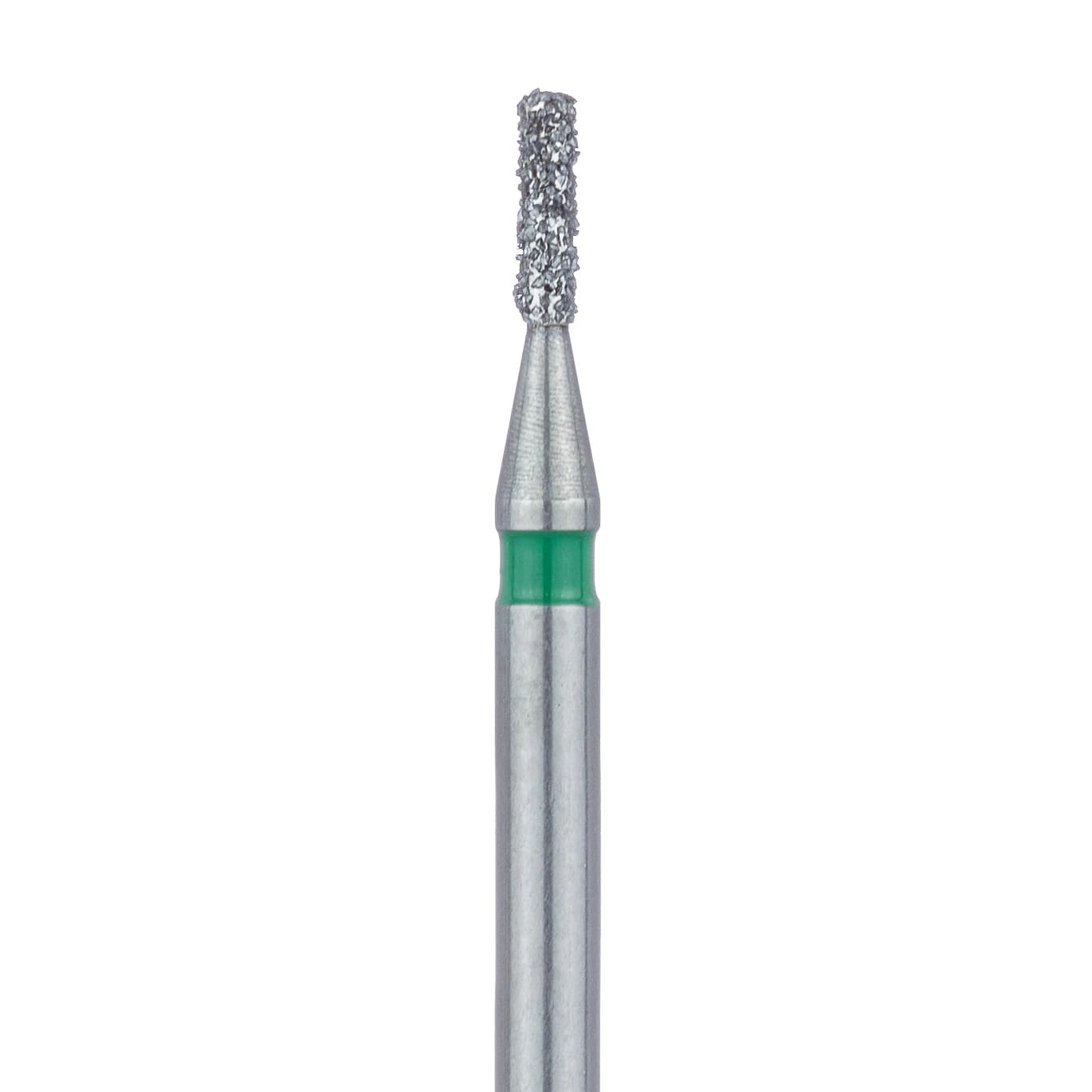 Meisinger 835G-010-FG Coarse Diamond Bur, Cylinder, Flat End, Friction Grip, 1.0 mm Head Diameter, 3.5 mm Head Length, Green Ring, 5/Pk - Meisinger Diamonds 835G-010-FG Coarse 5/Pk - Image 1