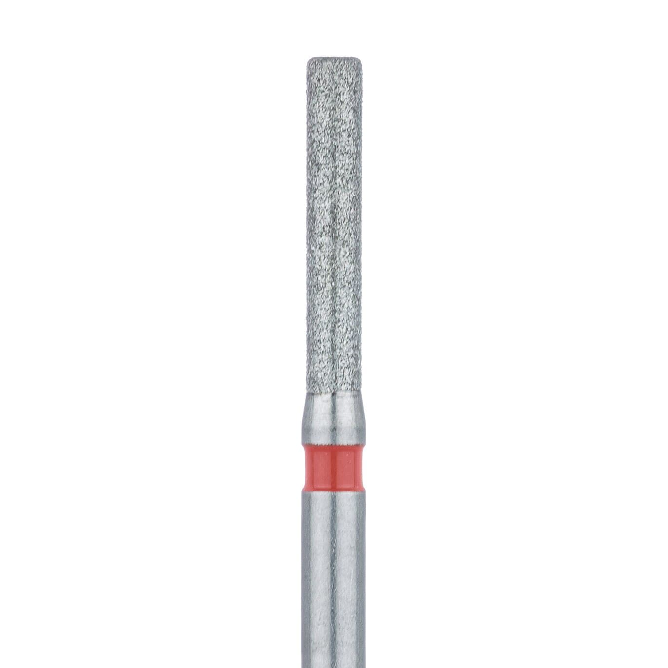 Meisinger 842F-014-FG Fine Diamond Bur, Round Edge Cylinder, Friction Grip, 1.4 mm Head Diameter, 8 mm Head Length, Red Ring, 5/Pack - Meisinger Diamonds 842F-014-FG Fine 5/Pk - Image 1