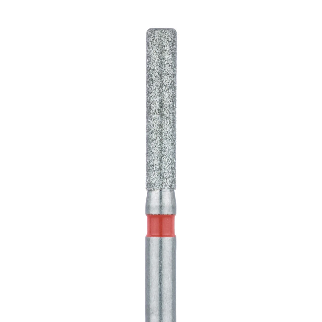 Meisinger 842F-016-FG Fine Diamond Bur, Round Edge Cylinder, Friction Grip, 1.6 mm Head Diameter, 8.0 mm Head Length, Red Ring, 5/Pkg - Diamond Instruments – FG, Fine, Red, Cylinder, Round End, 5/Pkg - 842F-016-FG, 1.6 mm Head Diameter, 8.0 mm Head Length - Image 1