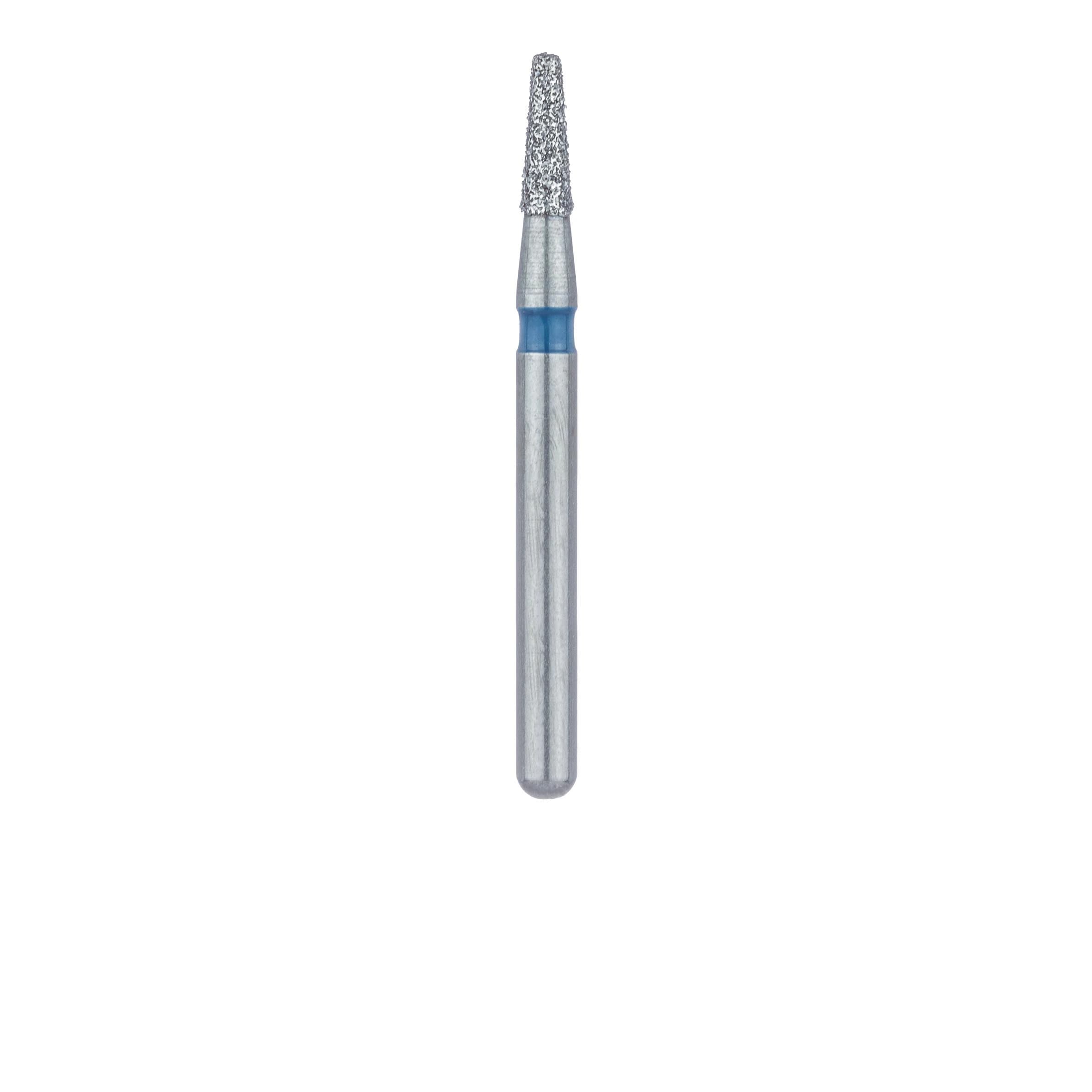 Meisinger 845-014-FG Diamond Bur, Medium Grit, Flat End Taper, Friction Grip, 1.4 mm Head Diameter, 4.0 mm Head Length, Blue Ring, 5/Pkg thumbnail 2