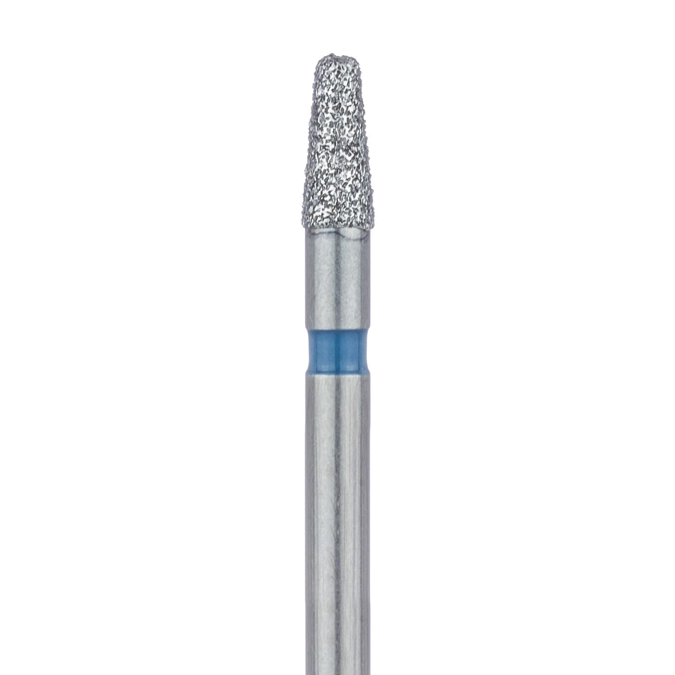Meisinger 845R-018 FG Medium Diamond Bur, Tapered Round Edge, Blue Ring, 1.8 mm Head Diameter, 4.0 mm Head Length, 5/Pack - Meisinger Diamond, FG, Medium, Blue, Tapered- Round Edge, 845R-018, Pkg/5 - Image 1