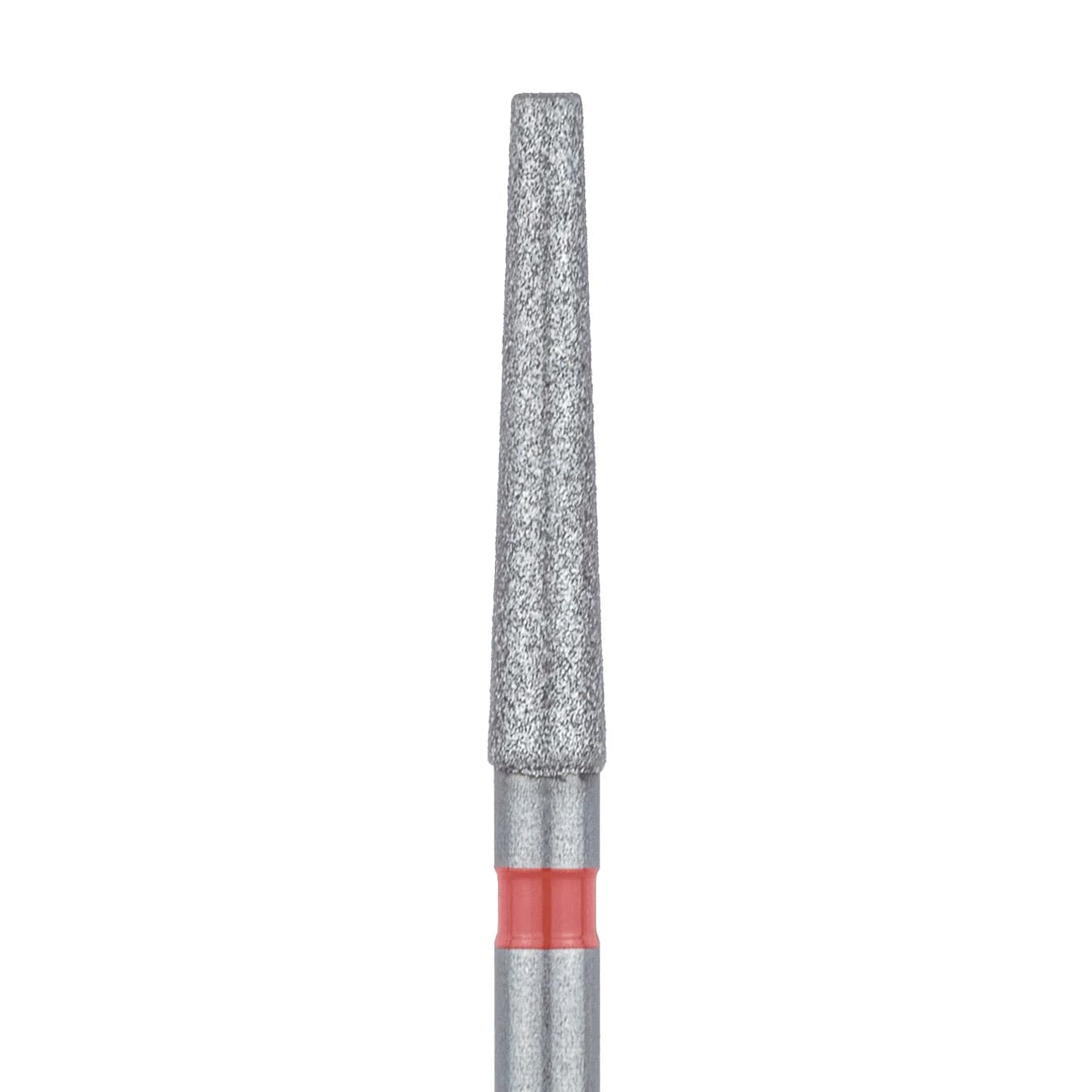Meisinger 848F-018-FG Fine Diamond Bur, Flat End Tapered, Friction Grip, 1.8 mm Head Diameter, 10 mm Working Length, Red Ring, 5/Pkg - Diamond Instruments – FG, Fine, Red, Cone, Flat End, 5/Pkg - 848F-018-FG, 1.8 mm Head Diameter, 10.0 mm Head Length - Image 1