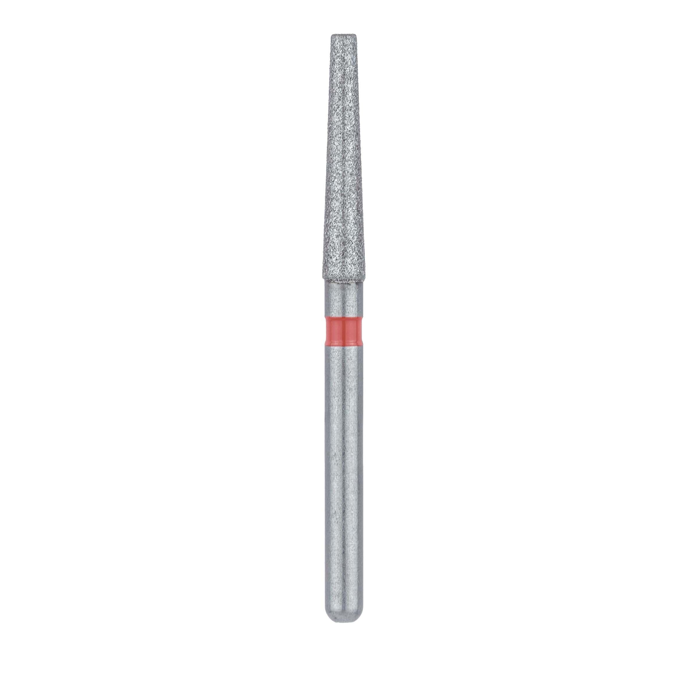 Meisinger 848F-018-FG Fine Diamond Bur, Flat End Tapered, Friction Grip, 1.8 mm Head Diameter, 10 mm Working Length, Red Ring, 5/Pkg thumbnail 2