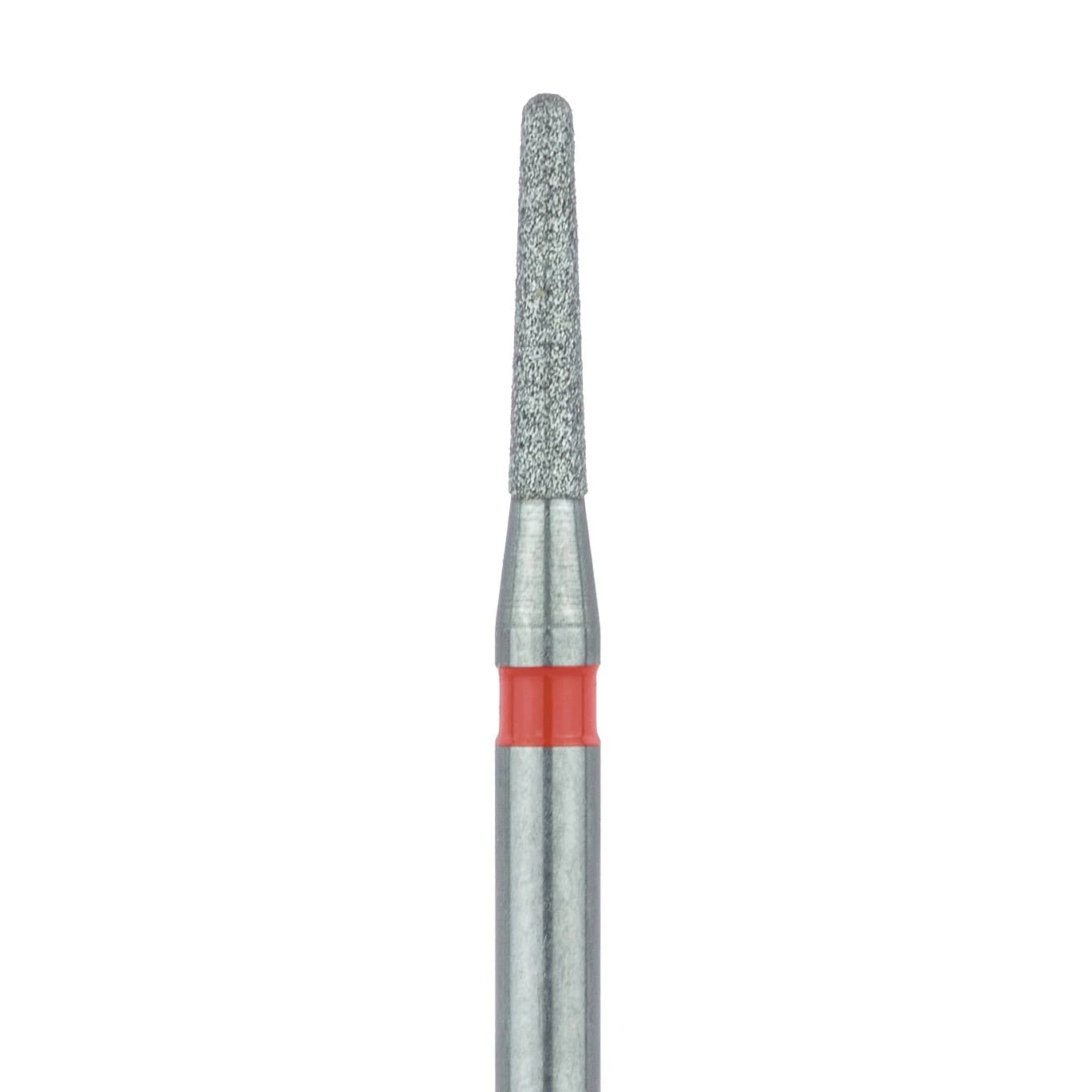 Meisinger 849F-012-FG Fine Diamond Bur, Round End Taper (Chamfer), Friction Grip, 1.2 mm Head, 6.0 mm Working Length, Red Ring, 5/Pack - Meisinger Diamonds 849F-012-FG Fine 5/Pk - Image 1