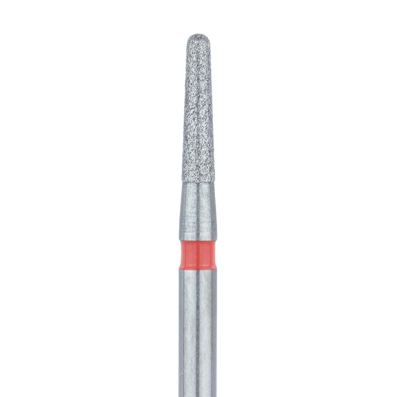 Meisinger 849F-014-FG Fine Diamond Bur, Round End Taper, Friction Grip, 1.4 mm Head Diameter, 6.0 mm Head Length, Red Ring, 5/Pack - Meisinger Diamonds 849F-014-FG Fine 5/Pk - Image 1