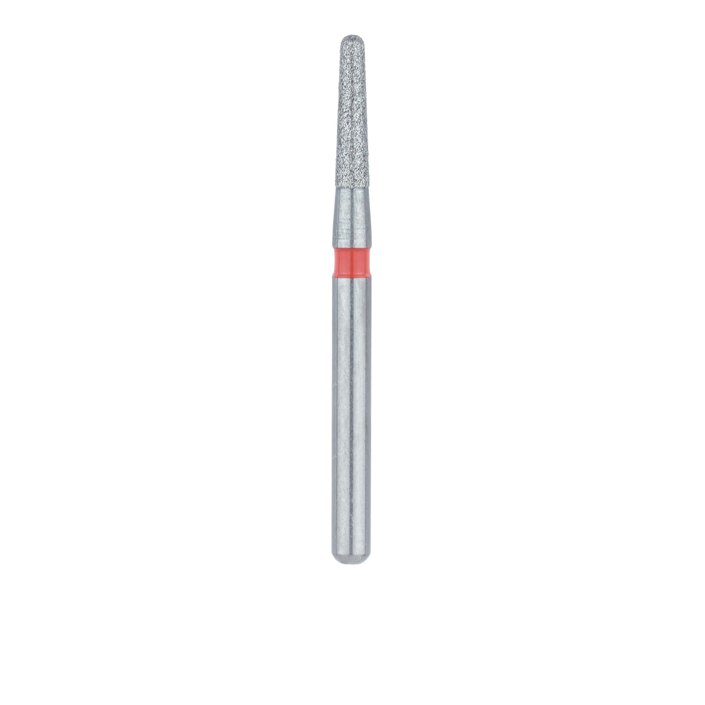 Meisinger 849F-014-FG Fine Diamond Bur, Round End Taper, Friction Grip, 1.4 mm Head Diameter, 6.0 mm Head Length, Red Ring, 5/Pack thumbnail 2